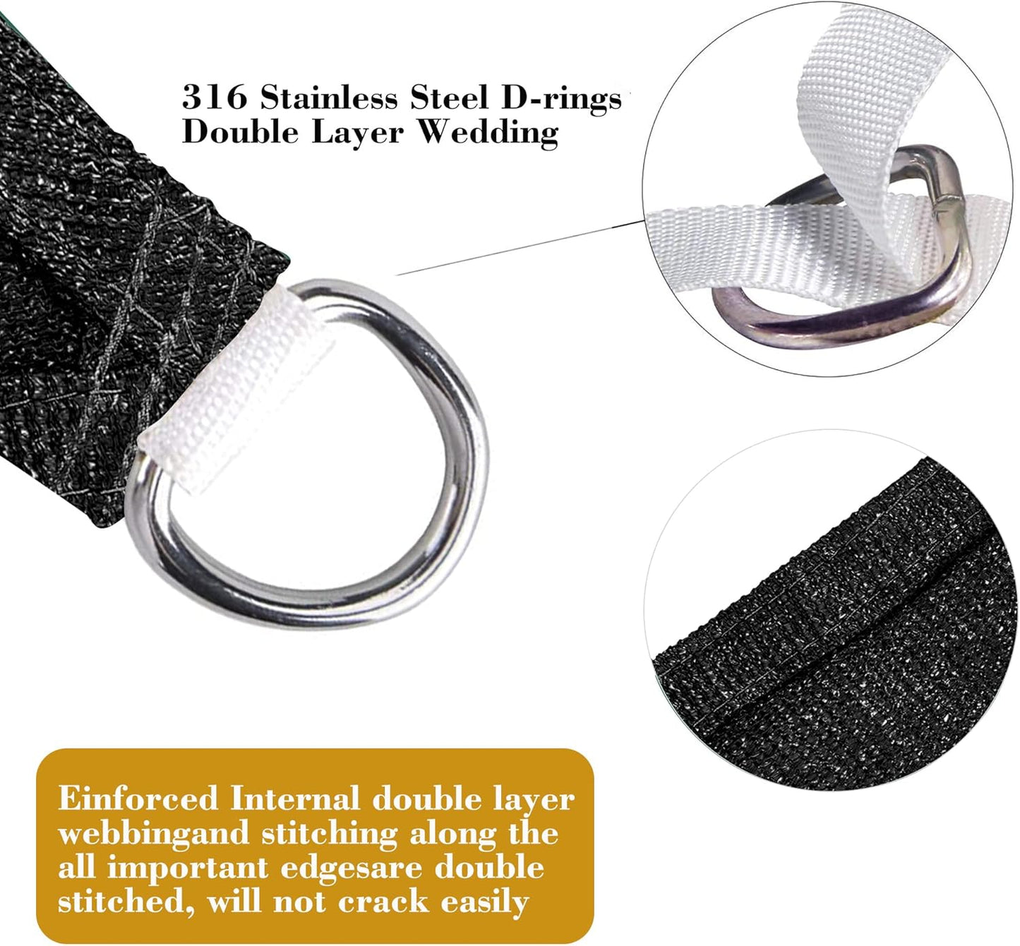 13' x 20' Black Rectangle Sun Shade Sail SSP1212 Canopy Durable Fabric UV Block Awning We Make Custom Orders