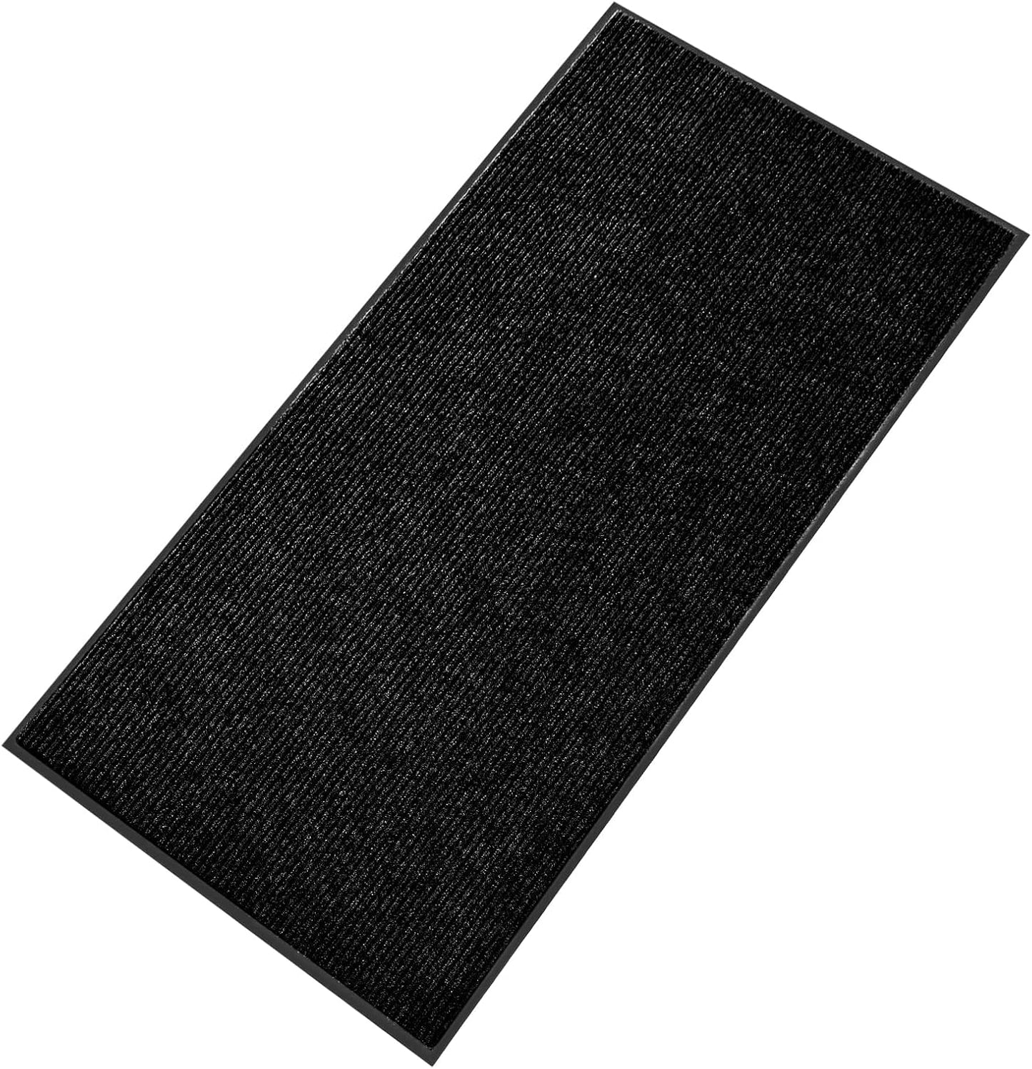 fani Heavy Duty Large Outdoor Indoor Entrance Black Doormat Waterproof Low Profile Entrance Rug Front Door Mat Patio Anti-Skid Rubber Back, 48x120 inch (Black)