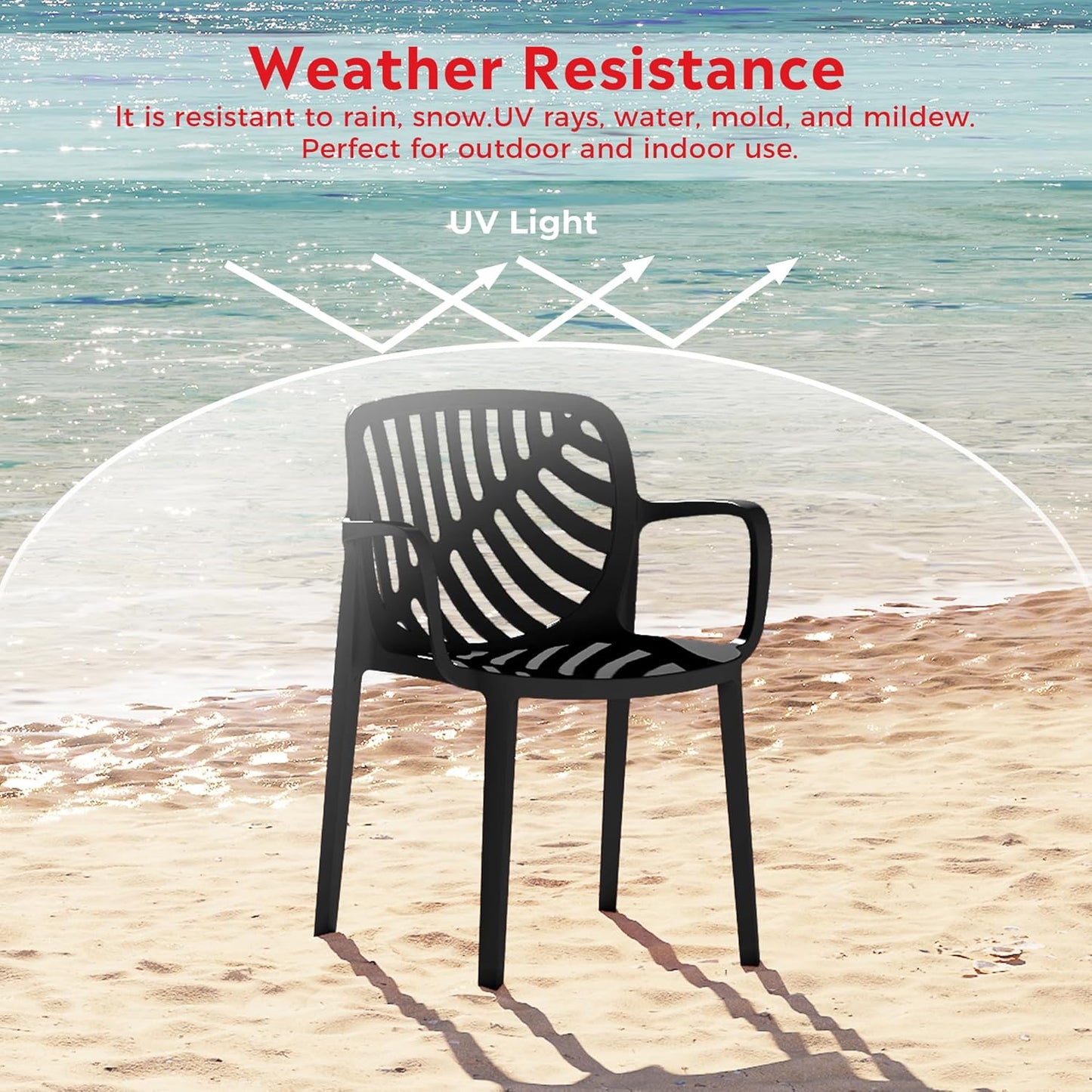 5 Piece Patio Furniture Set, HDPE Patio Square Bistro Table and Stackable Chairs Sets for 4, Outdoor Furniture All Weather for Backyard Poolside, Black