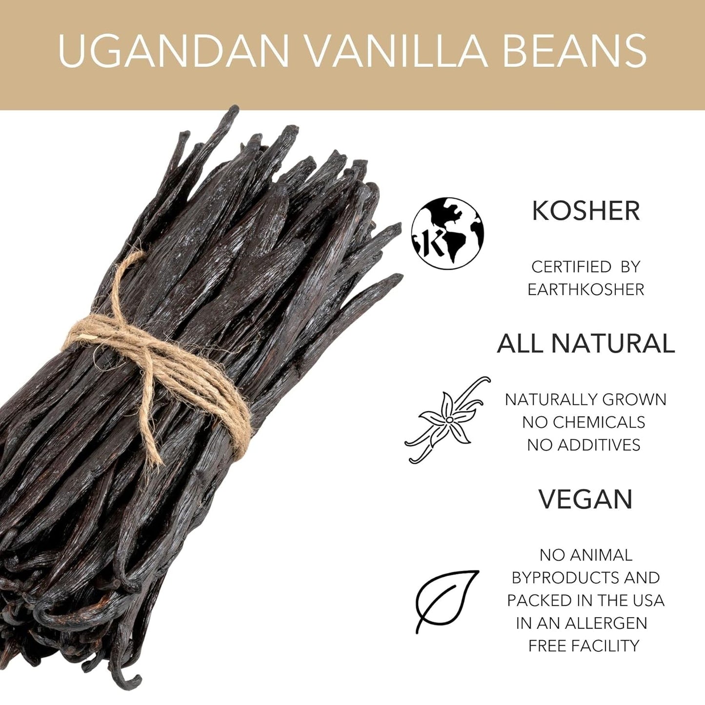 Slofoodgroup Gourmet Vanilla Beans, 8 Ounces Grade A Ugandan Vanilla Pods, Vanilla Beans For Cooking, Baking and Homemade Vanilla Extract