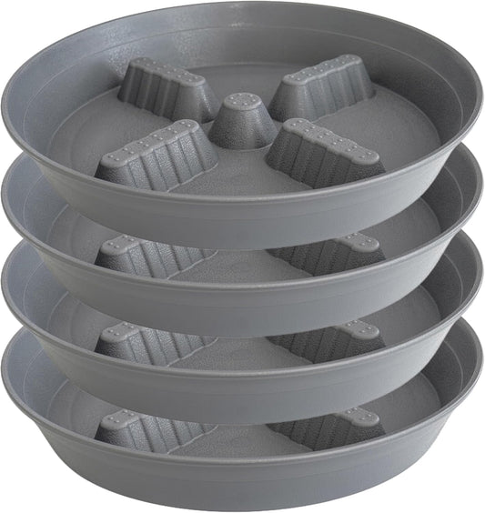 4 Pack Plant Saucer 8 inch, 10 12 14 17 inch, Plant Stand Plastic Plant Saucers for Indoors Outdoor, Heavy Duty Flower Planter Drip Trays for Pots, Pot Saucers for Plants, Grow Bags Saucers
