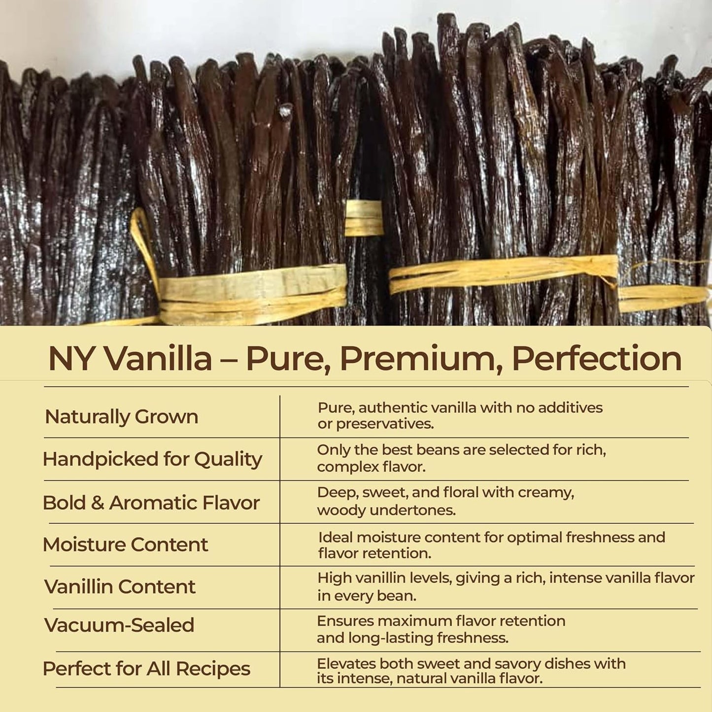 25 Whole Vanilla Beans Grade A + | Premium Vanilla Bean Pods for Making VanillaExtract | NON GMO | Perfect for Homemade Extract, Baking, Ice cream, Desserts |~6-8 Inches | NYVanilla.