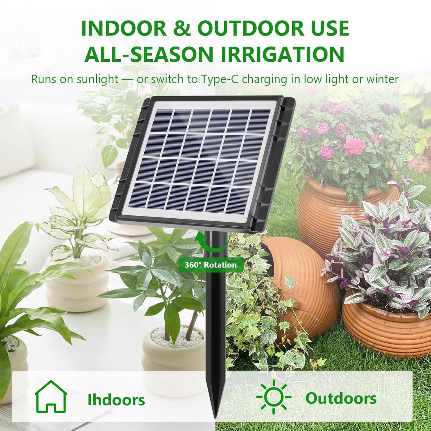 82FT Solar Drip Irrigation System, Auto Watering Kit for 20-30 Pots, Solar-Powered Plant Watering, 25 Timer Modes, 900ml/min Flow Indoor/Outdoor Garden, Balcony & Patio Irrigation System