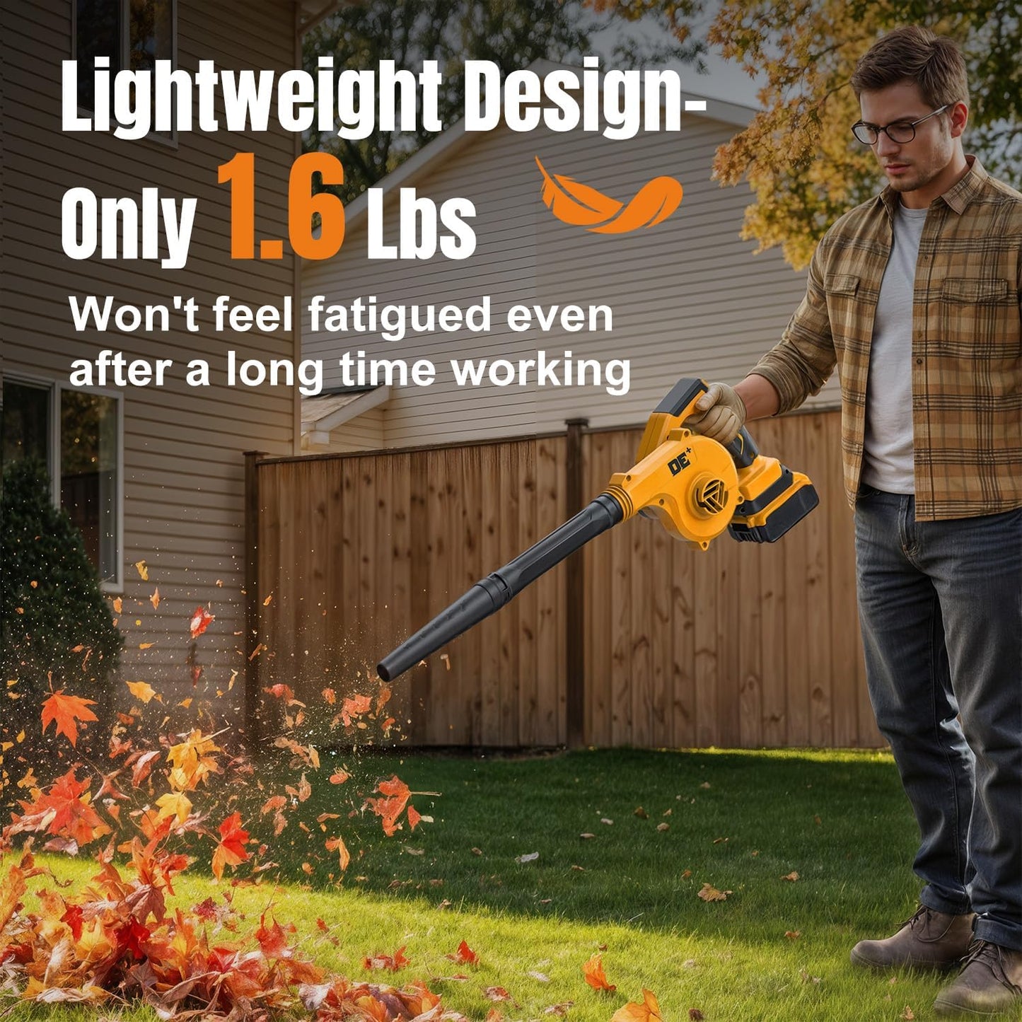 DeForce Electric Leaf Blower Cordless for Dewalt 20v Max Battery, 4 in 1 Blower, 3 Speed Modes, 190 MPH, Battery Powered Leaf Blower w/Extended Tube for Leaves, Lawn Care, Patio, Dust(Bare Tool Only)