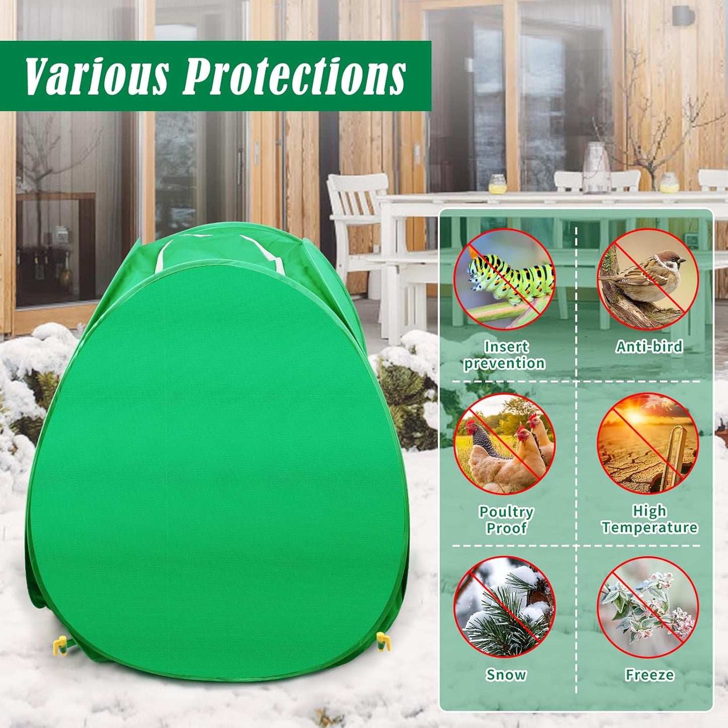 4 Pack Plant Covers Freeze Protection, Pop Up Shrub Frost Covers for Outdoor Plants Warm Plant Protectors Tent for Winter Protecting Fruit Potted Plants and Shrub from Freezing Animals Eating(22x22x23