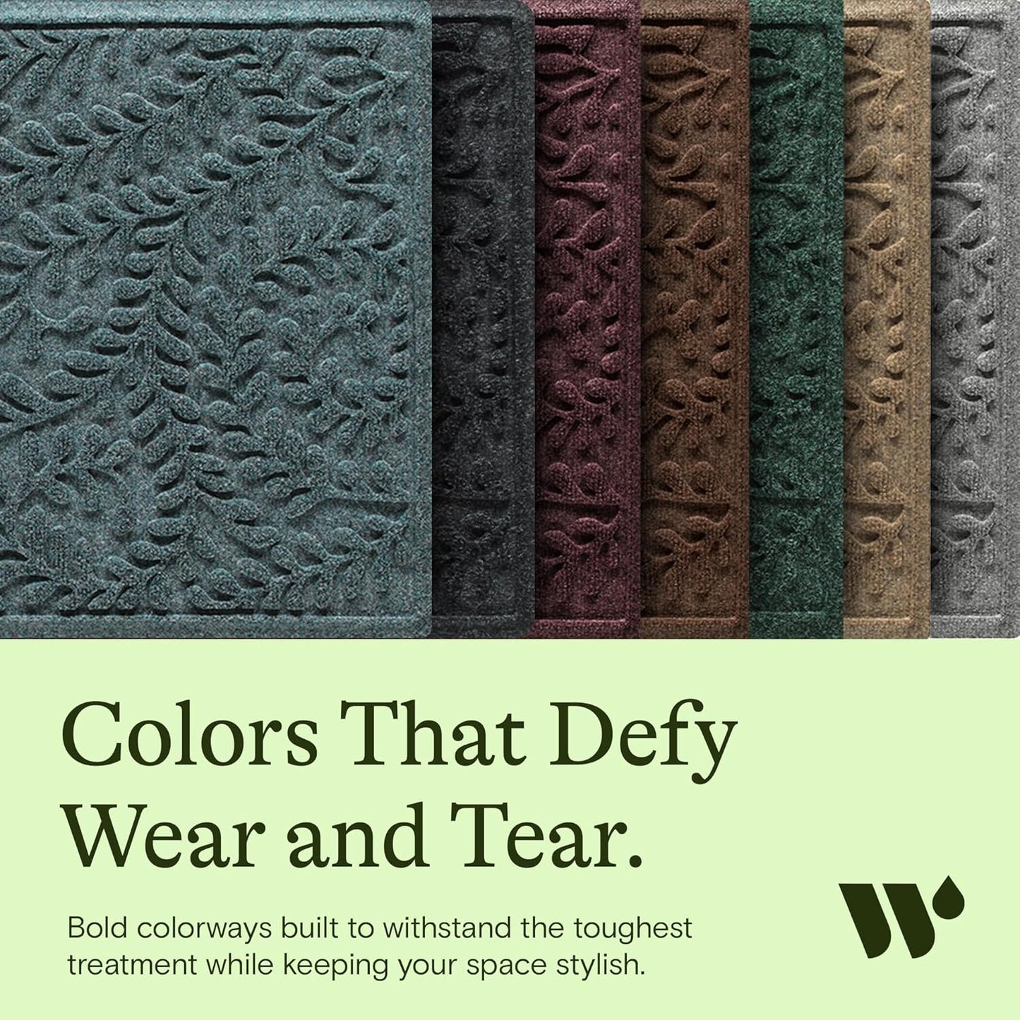 WaterHog Indoor/Outdoor Door Mat, 2' x 5', Made in USA, Durable & Skid-Resistant Front Door Rug, Decorative, Water-Trapping & Heavy-Duty Entryway Floor Mat For Your Home, Boxwood Collection, Bluestone