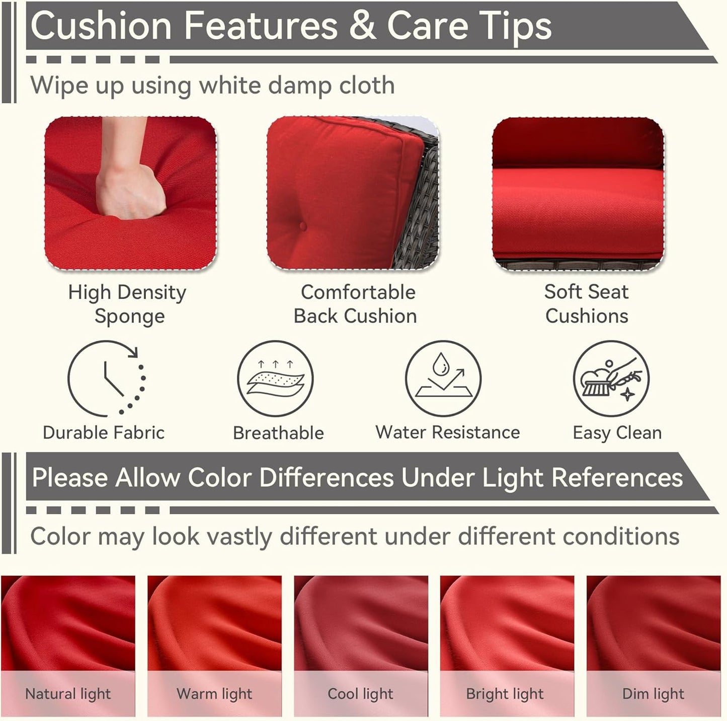 2 Pieces Outdoor Swivel Rocker Patio Chairs Set - Outdoor Wicker Patio Conversation Sets with 1 Side Table, Olefin Fabric Cushions Suitable for Backyard Deck and Porch,Red