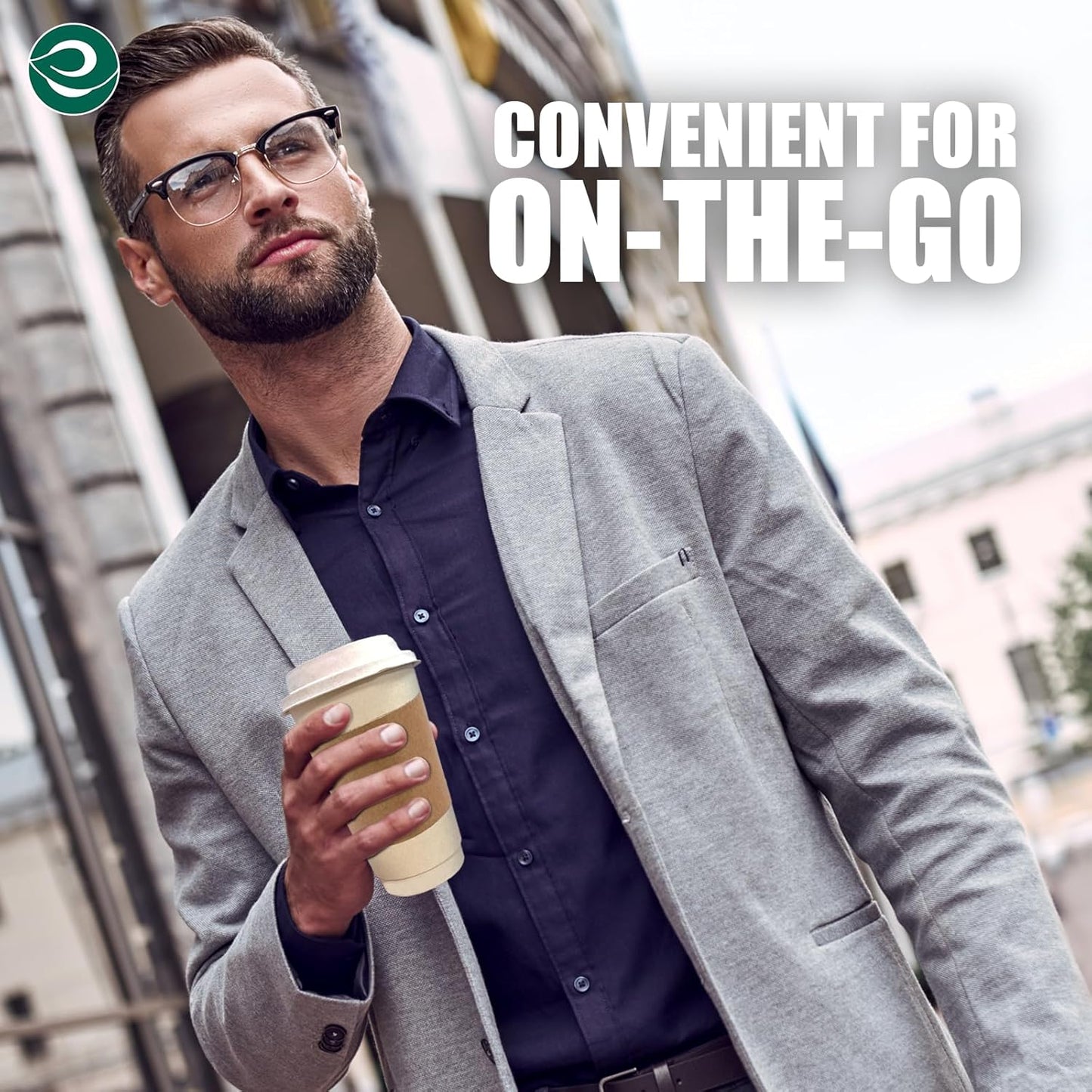 ECO SOUL 100% Compostable Coffee Cups With Lids & Sleeves - 16Oz (100 Counts) To Go Coffee Disposable Bagasse Cups |Sturdy & Eco-Friendly Cups for Cafes, Party, Office