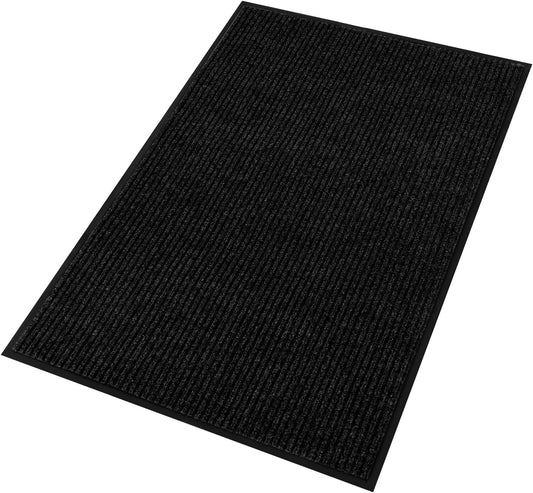 fani Heavy Duty Large Outdoor Indoor Entrance Black Doormat Waterproof Low Profile Entrance Rug Front Door Mat Patio Anti-Skid Rubber Back, 31x47 inch (Black)