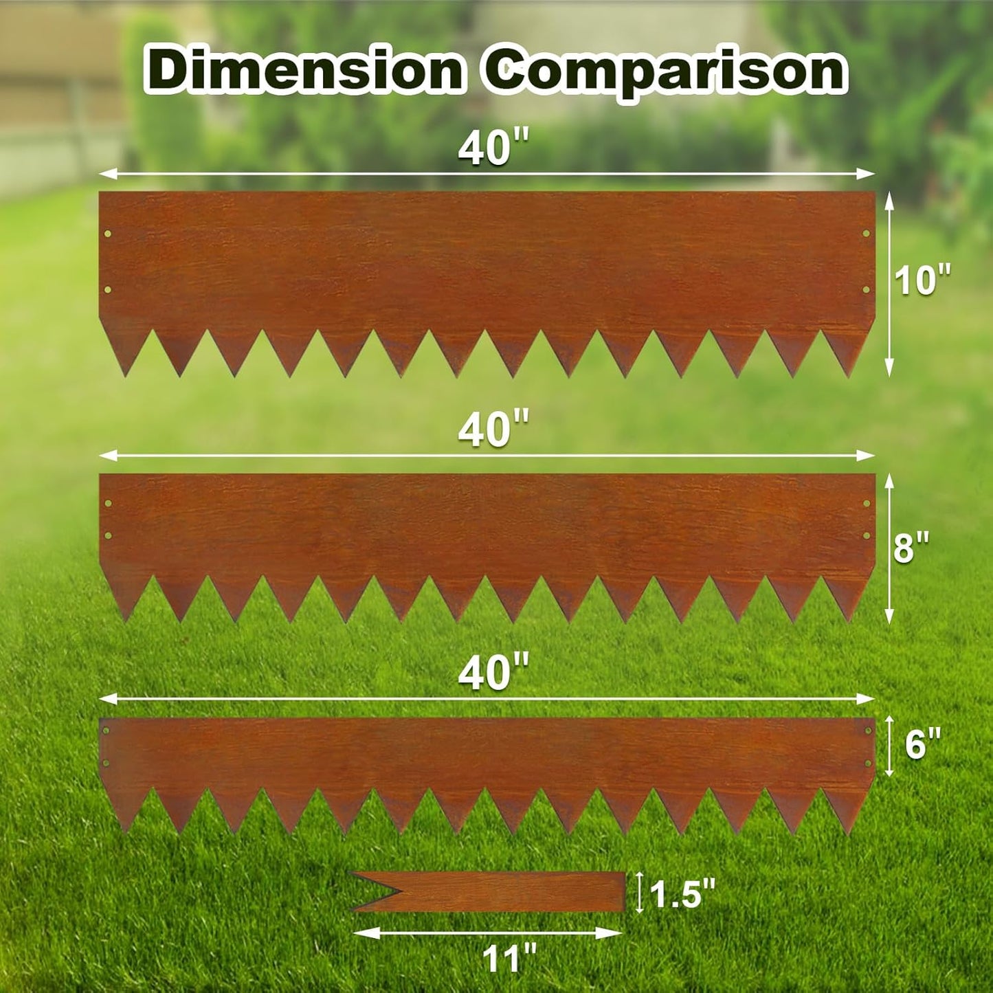 40" L X 6" H Corten Steel Landscape Edging,6 Pack Landscape Edging with 7 Clips and Gloves,Garden Edging Border for Lawn, Flower Bed, Yard (Rust-Colored)