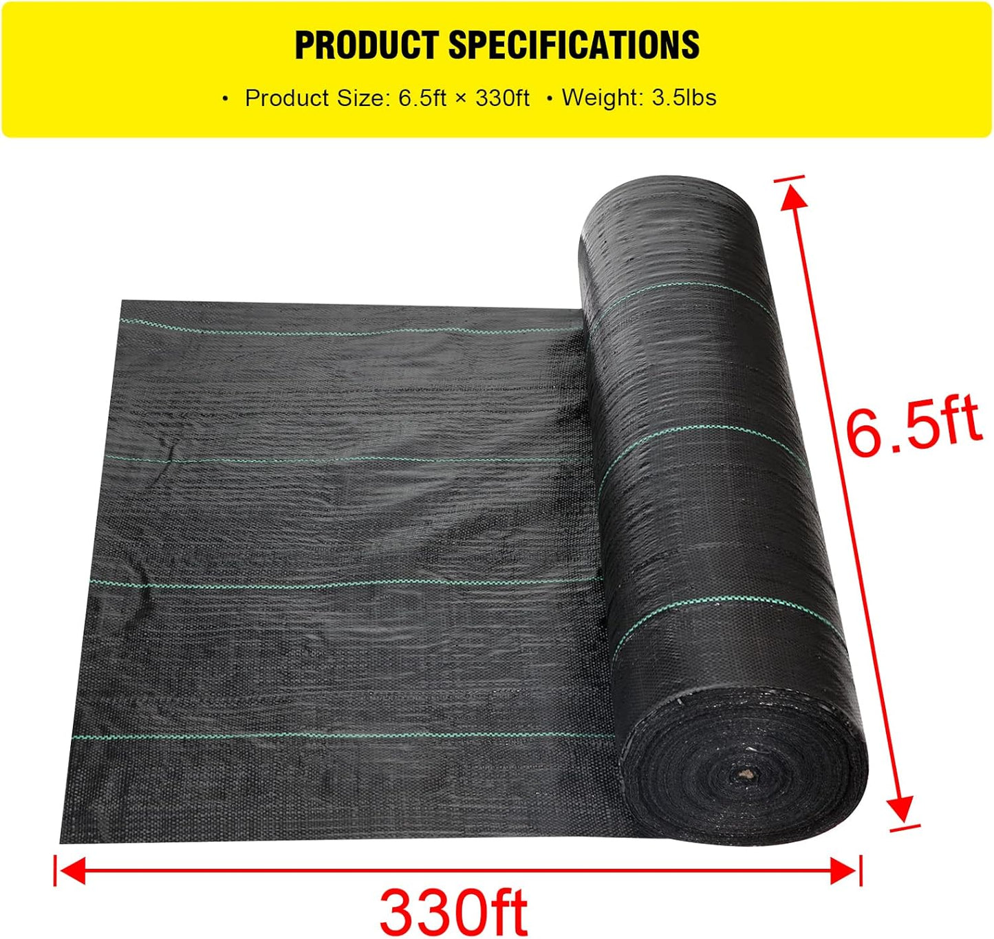 Driveway Fabric - 6.5x330 ft Commercial Weed Barrier - Heavy Duty 3.5OZ French Drain Fabric for Erosion Control and Landscape Projects