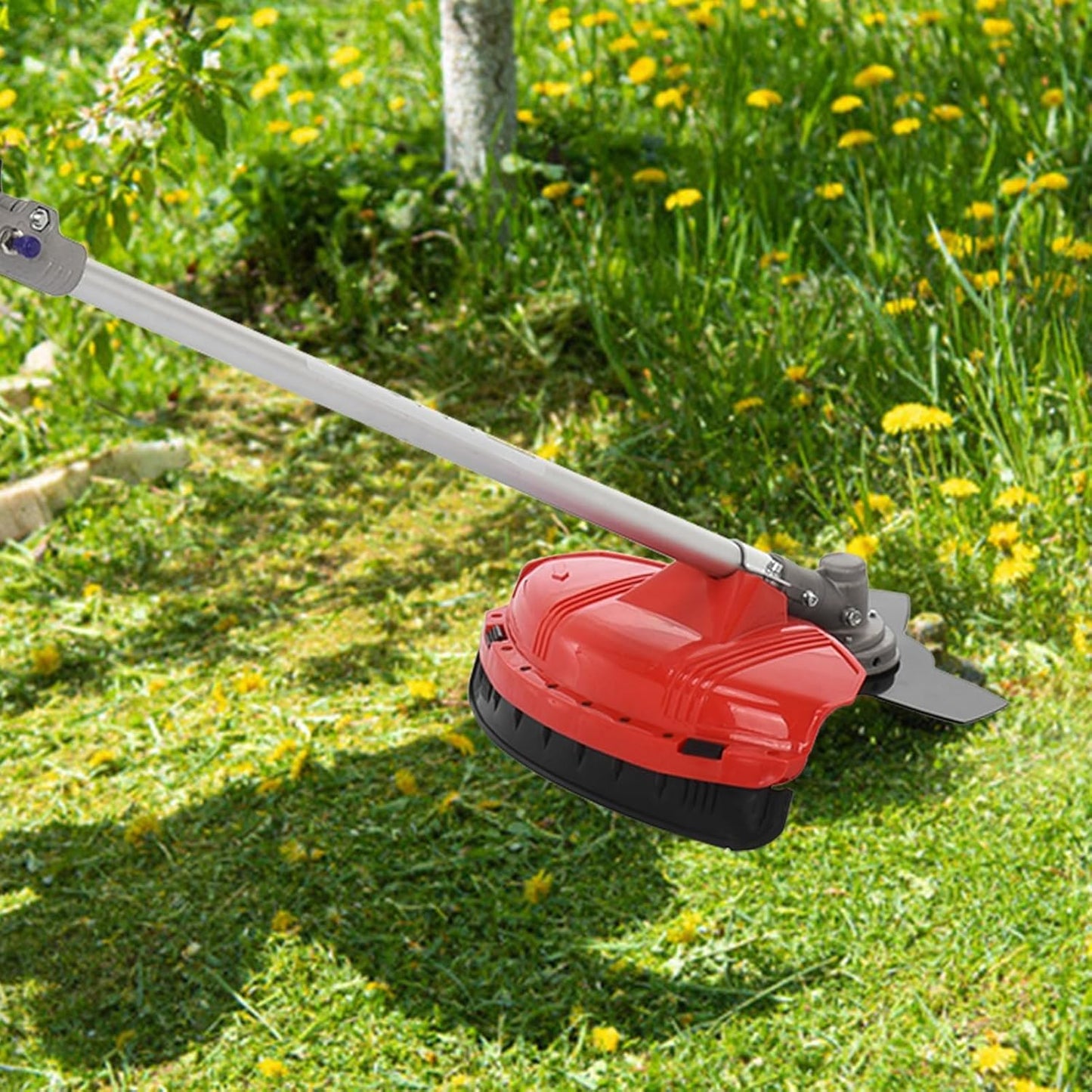 52cc 2-Stroke Weed Eater Gas Powered, 2 in 1 Gas Brush Cutter, String Trimmer and Gas Weed Wacker Hedge Edger Trimmer for Weeds and Grass, Strong Powerful Full Guard Accessories Red