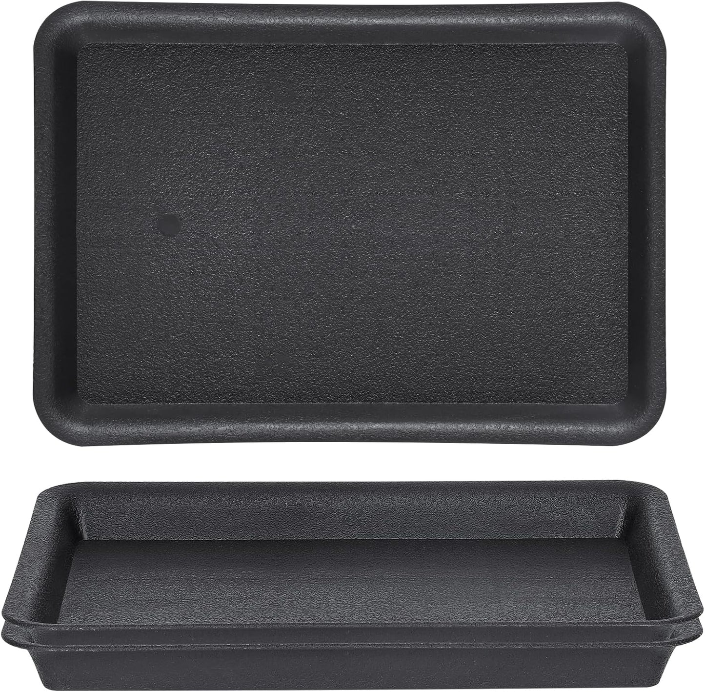 GREANER Plant Saucer Tray Rectangular, Heavy Sturdy Plastic Plant Drainage Trays, Plant Pot Drainage Tray for Indoor Outdoor, Plant Drip Trays for Pots, Seed Starter Growing Tray(13 x 9 inch, Black)