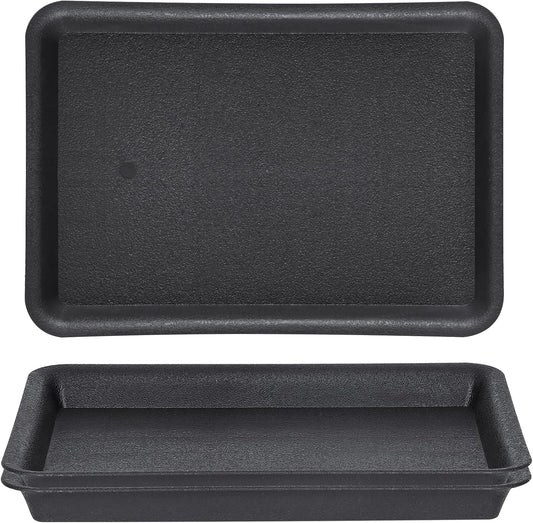 GREANER Plant Saucer Tray Rectangular, Heavy Sturdy Plastic Plant Drainage Trays, Plant Pot Drainage Tray for Indoor Outdoor, Plant Drip Trays for Pots, Seed Starter Growing Tray(13 x 9 inch, Black)