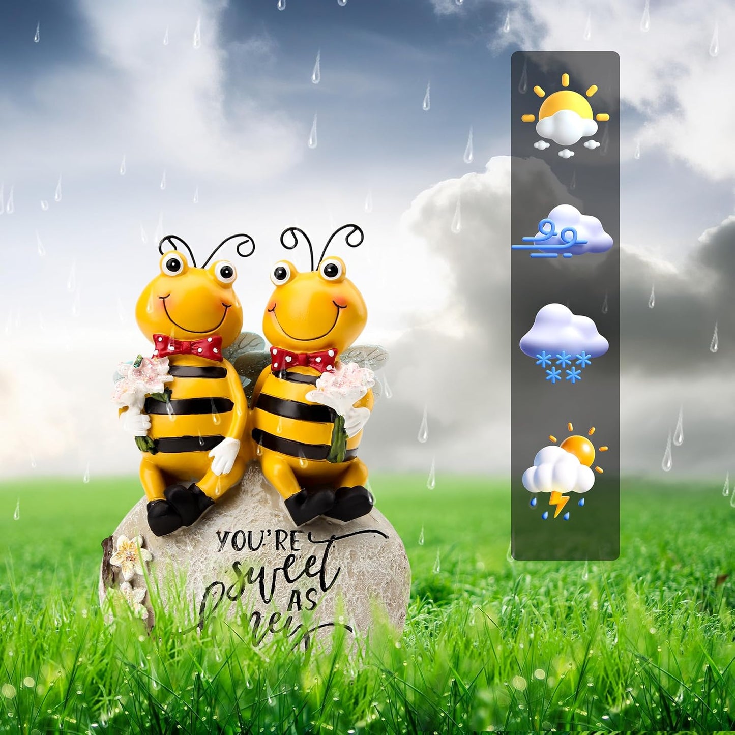 Bee Statue for Garden Decorations Honey Bee Figurine for Outdoor Patio Lawn Porch Yard Backyard Outside Indoor Shelf Table Home Decor Garden Sculptures & Statues Holiday Spring Summer Bee Gift