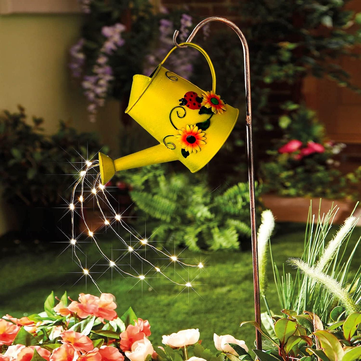 Decorative Sunflower & Ladybug Metal Watering Can (Vol: 4 Cups) | Small Yellow Watering Can | Garden Décor Housewarming Gift for Mother Women Friends Gardeners
