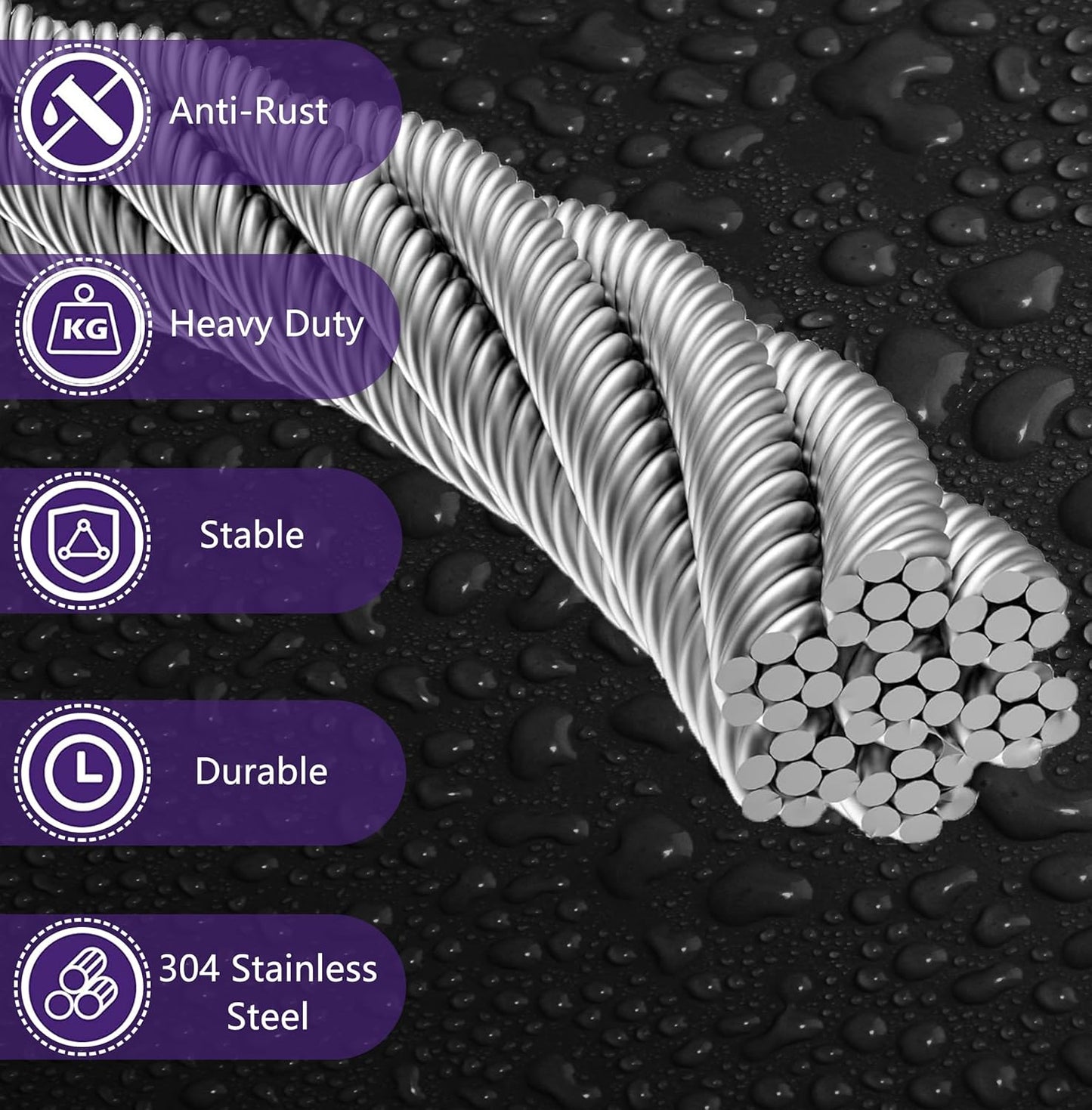 1/8" Wire Rope | 165FT Stainless Steel Cable with Cable Cutter | 7x7 Strand Core for Railing, Hanging, Garden Wire