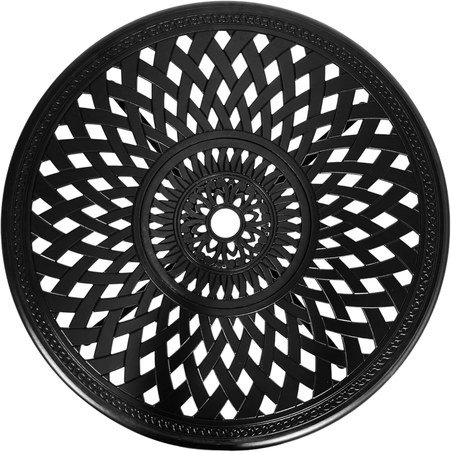 30.3" Patio Bistro Table Cast Aluminum Patio Table,Metal Patio Dining Table with Umbrella Hole,All Weather Outdoor Bistro Dining Table for Backyard, Garden, Balcony, Bronze