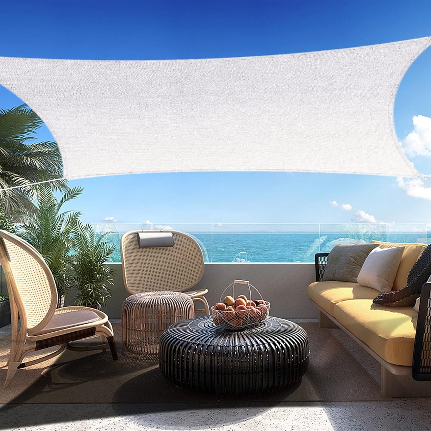 21' x 24' White Rectangle Sun Shade Sail SSP1212 Canopy Durable Fabric UV Block Awning,We Make Custom Orders