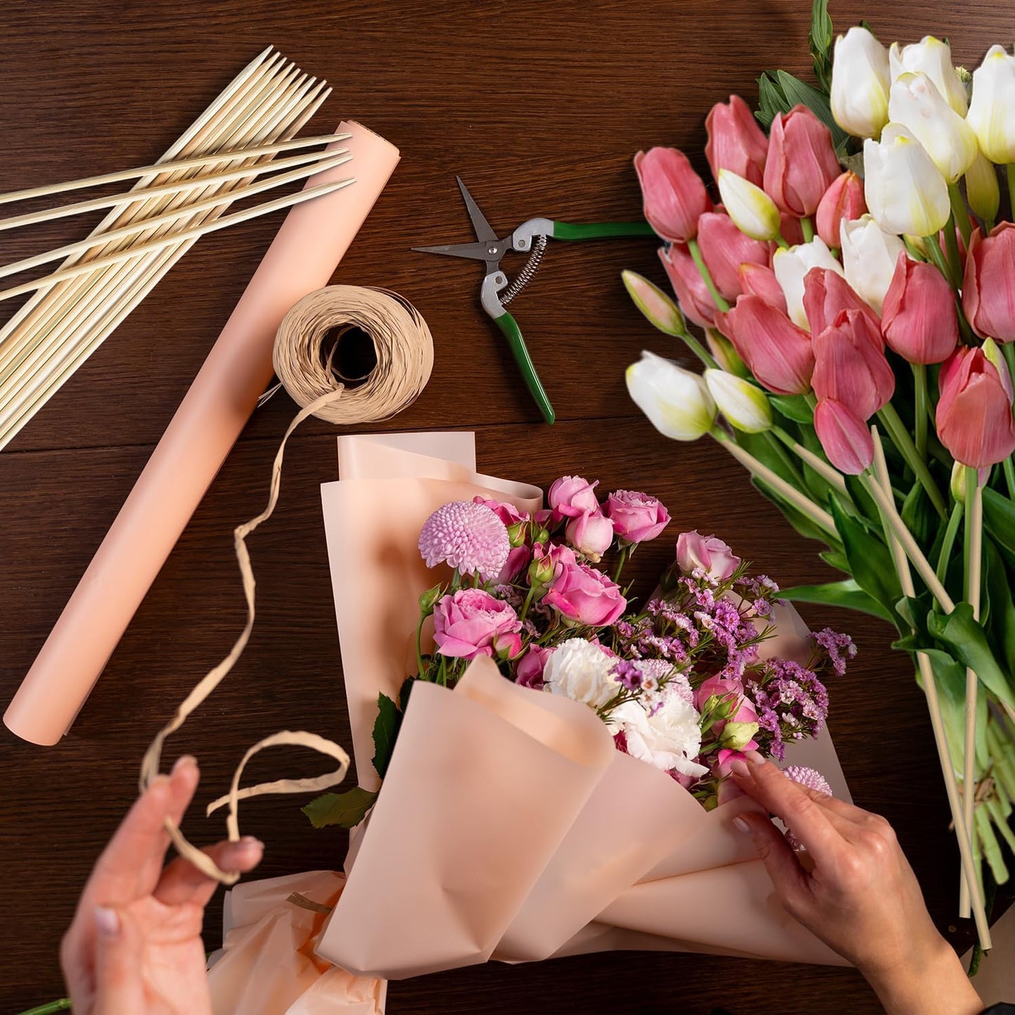 50Pcs Plant Stakes Natural Bamboo Sticks Support for Indoor and Outdoor Plants,18 Inch Sturdy Garden Stakes Wooden Gardening Floral Potted Plant,Flowers,Crafts Stick