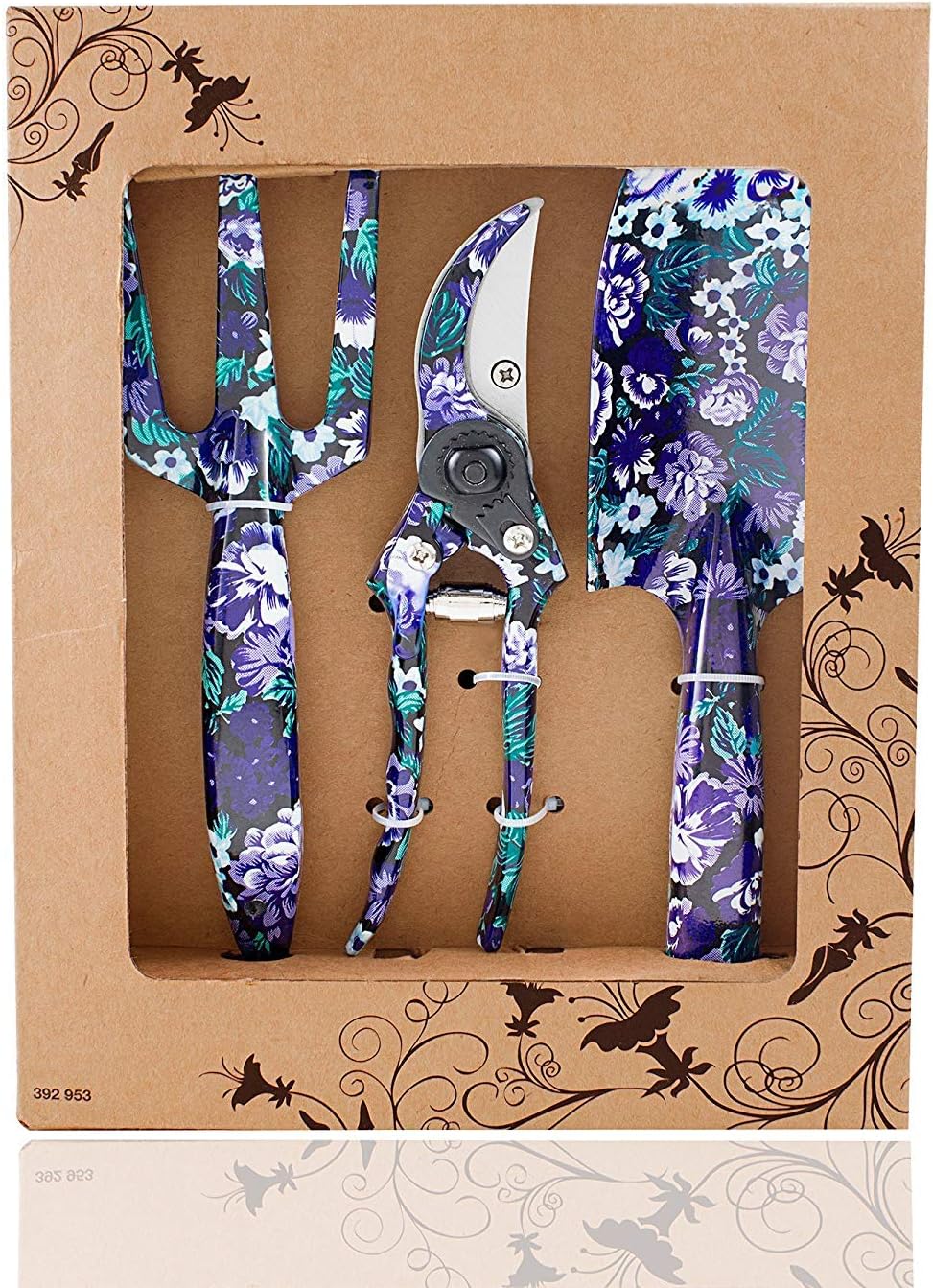 FLORA GUARD 3 Piece Aluminum Garden Tool Set - Trowel, Cultivator, Pruning Shear, Gift Set for Gardening Needs (Purple&Blue)