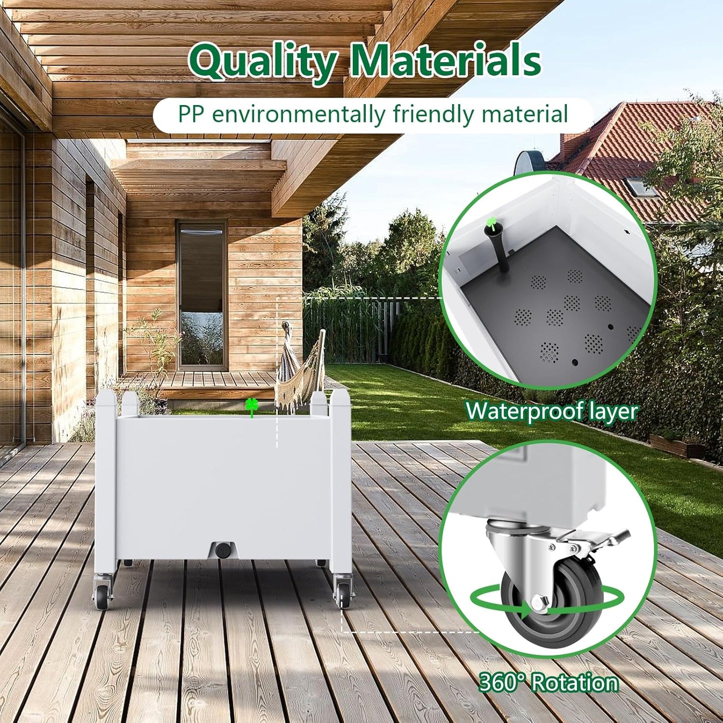 Elevated Raised Garden Bed with Legs,Outdoor Large Resin Patio Planter Box Stand Divisible with Drain Plug,Water Monitor for Plants Vegetables Flowers Fruits(Ashen)