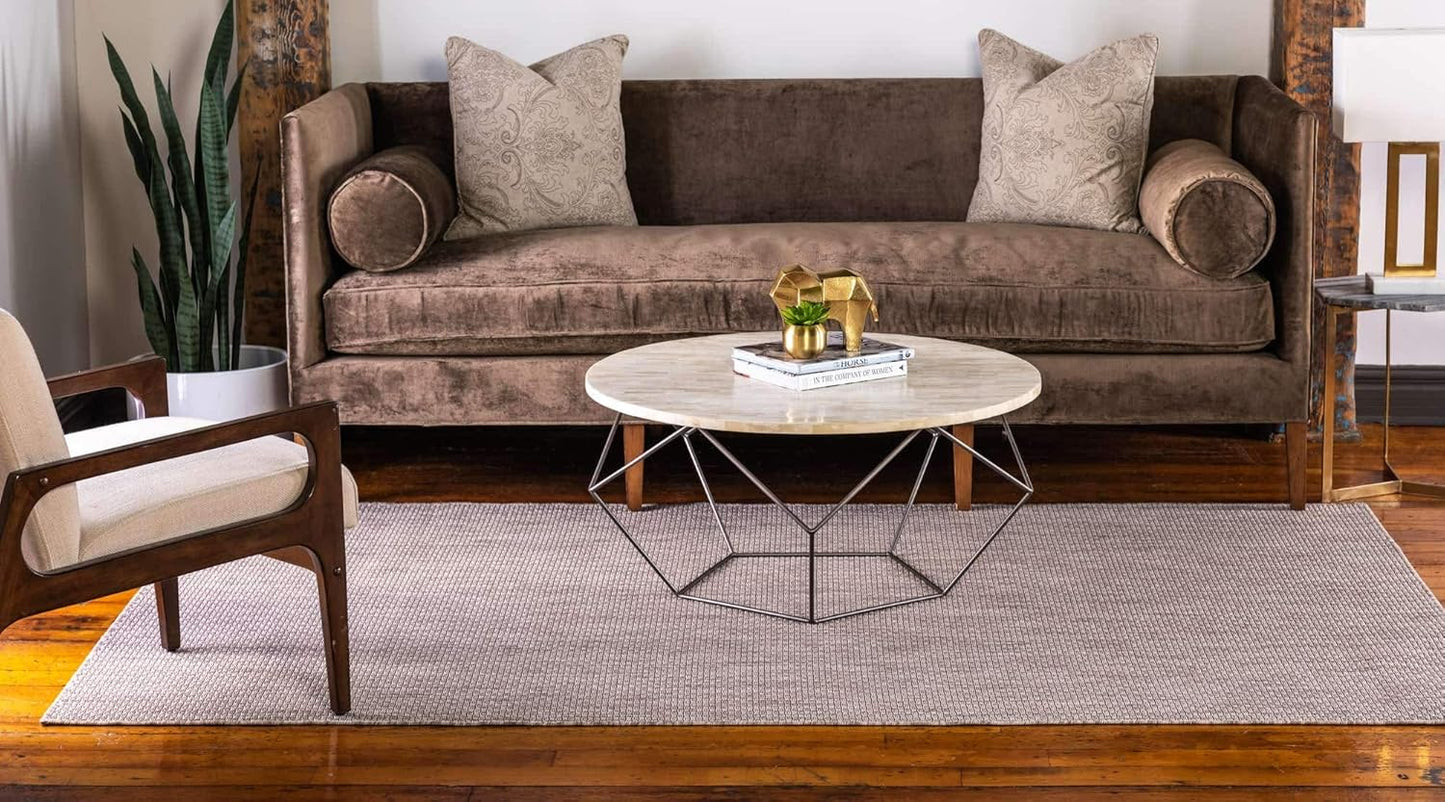 Unique Loom Collection Casual Transitional Solid Heathered Indoor/Outdoor Flatweave Area Rug (6' 1" x 9' Rectangle, Beige/Ivory)