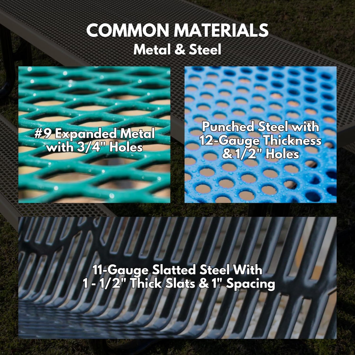 Heavy-Duty Outdoor Bench Thermoplastic Coated, Slatted Steel, Commercial-Grade Garden Bench, Made in America (Portable with Back, 4 Ft, Textured Orange)