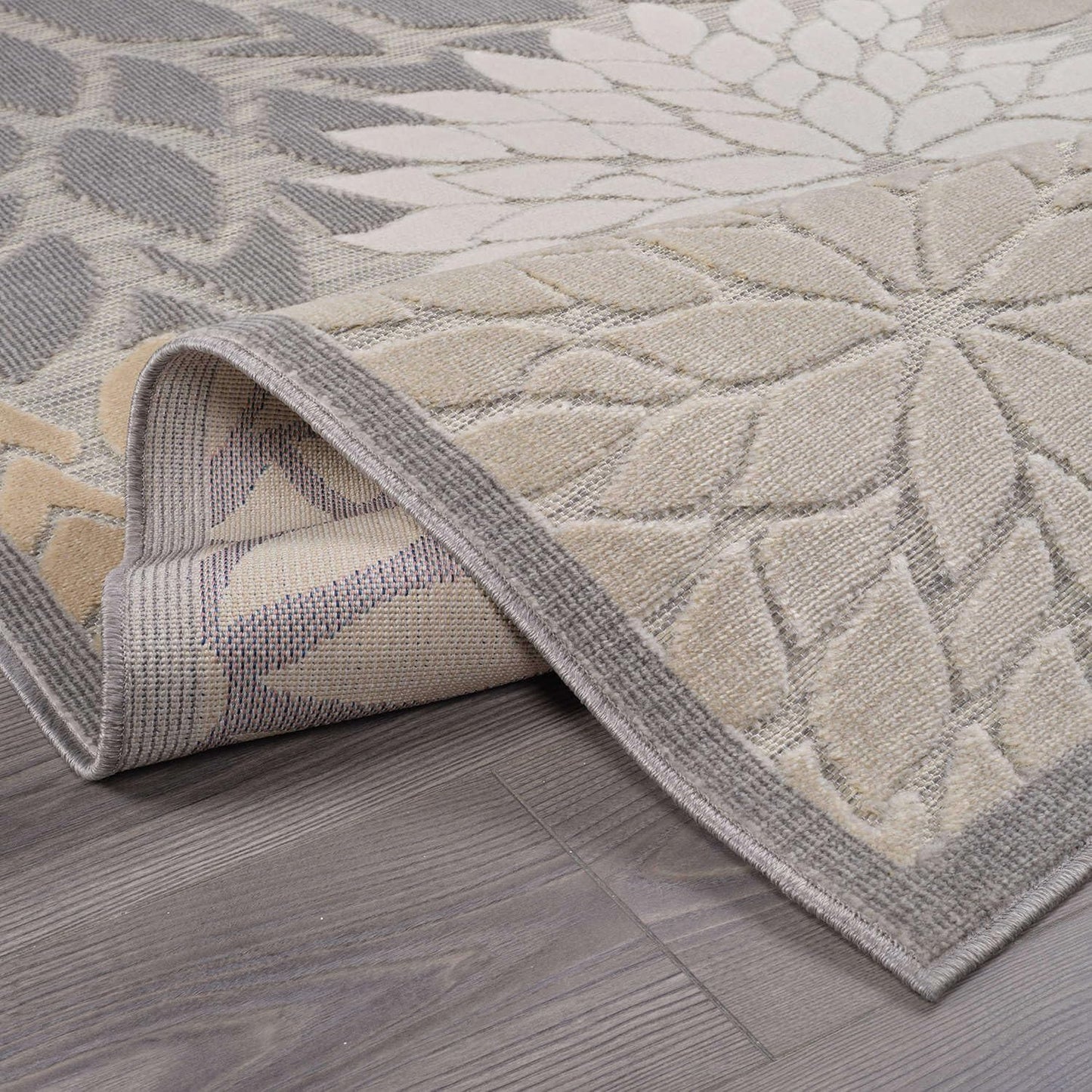 Beverly Rug Outdoor Rug 6x9 Modern Floral Tropical Area Rugs for Indoor and Outdoor Patio Easy to Clean Non Shedding Living Room Porch Garden Washable Outside Carpet (6 x 9 Gray)