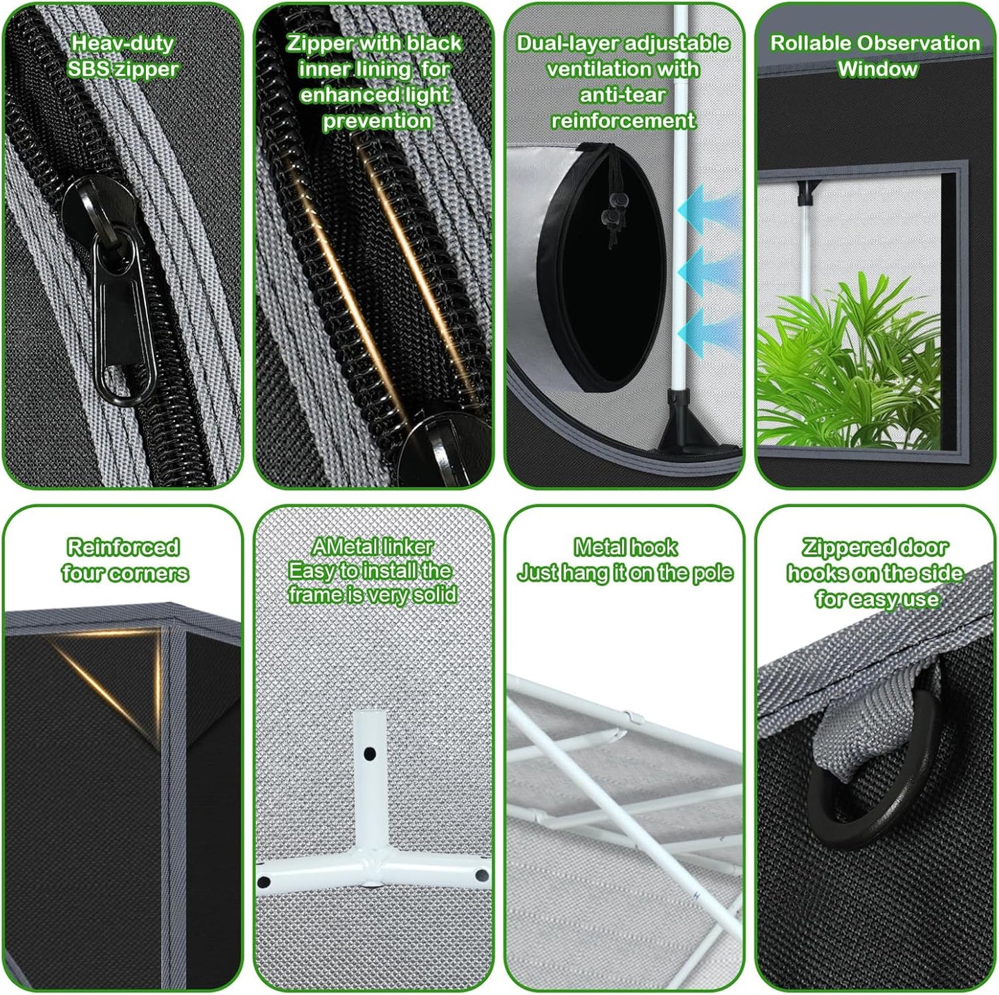 5x5 Grow Tent, 60"x60"x72" Roof Cube Plant Grow Tent, Indoor Growing Tent with Observation Windows, Lightproof Roof Cube Tent with Floor Tray, Mylar Hydroponic Tent