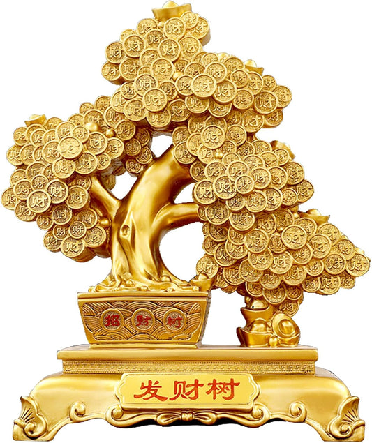 Top Resin Money Tree, Artificial Bonsai Tree - Feng Shui Decor & Gifts for Home, Feng Shui Statue, Chinese New Year Decoration, Chinese Decor & Gifts