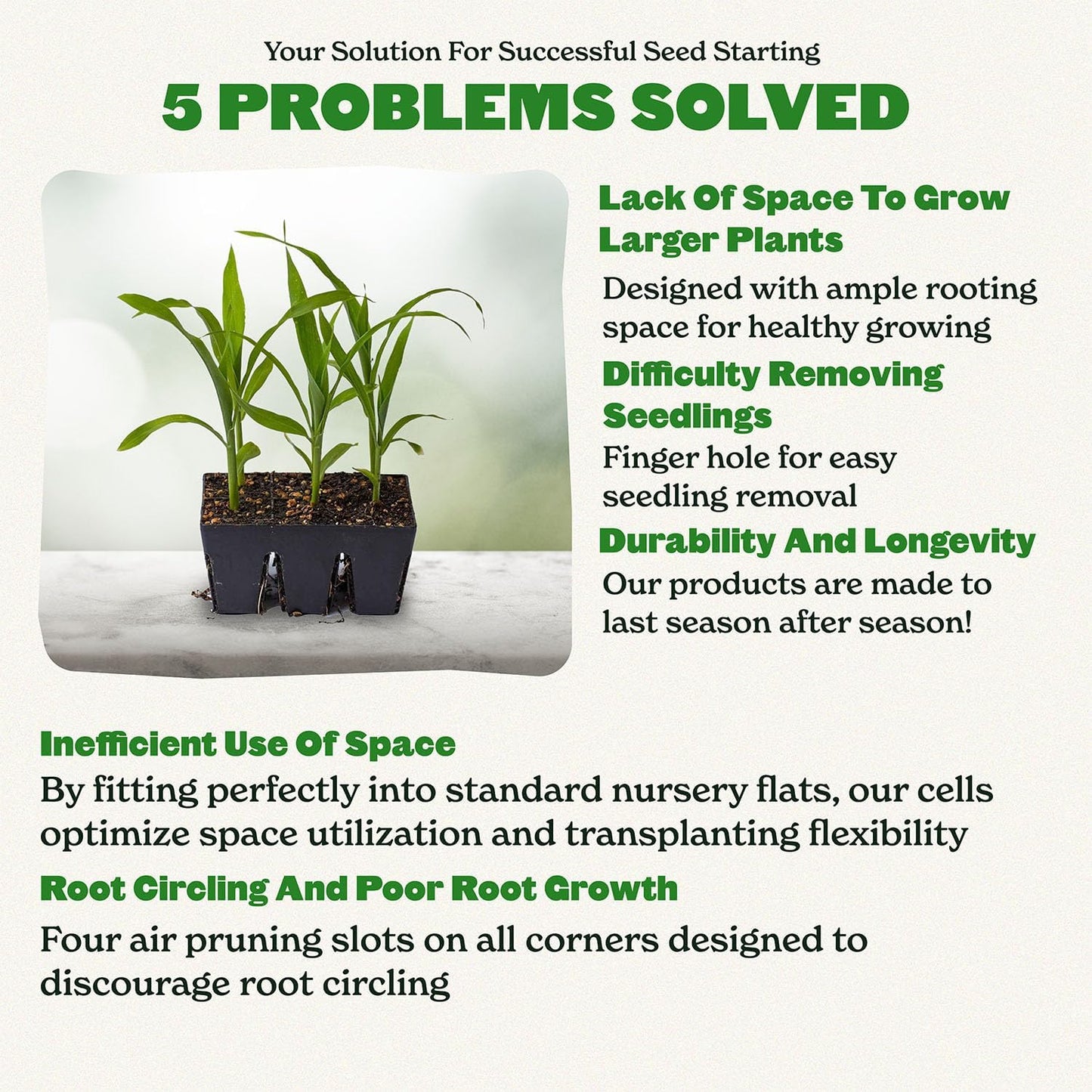 Epic Gardening Reusable Seed Starter Tray - 6 Cell/72 Seedling Starter Trays - Easy Watering, Indoor Greenhouse, Plant Starter, Gardener-Friendly for Seedlings | UV-Treated & BPA-Free - Black