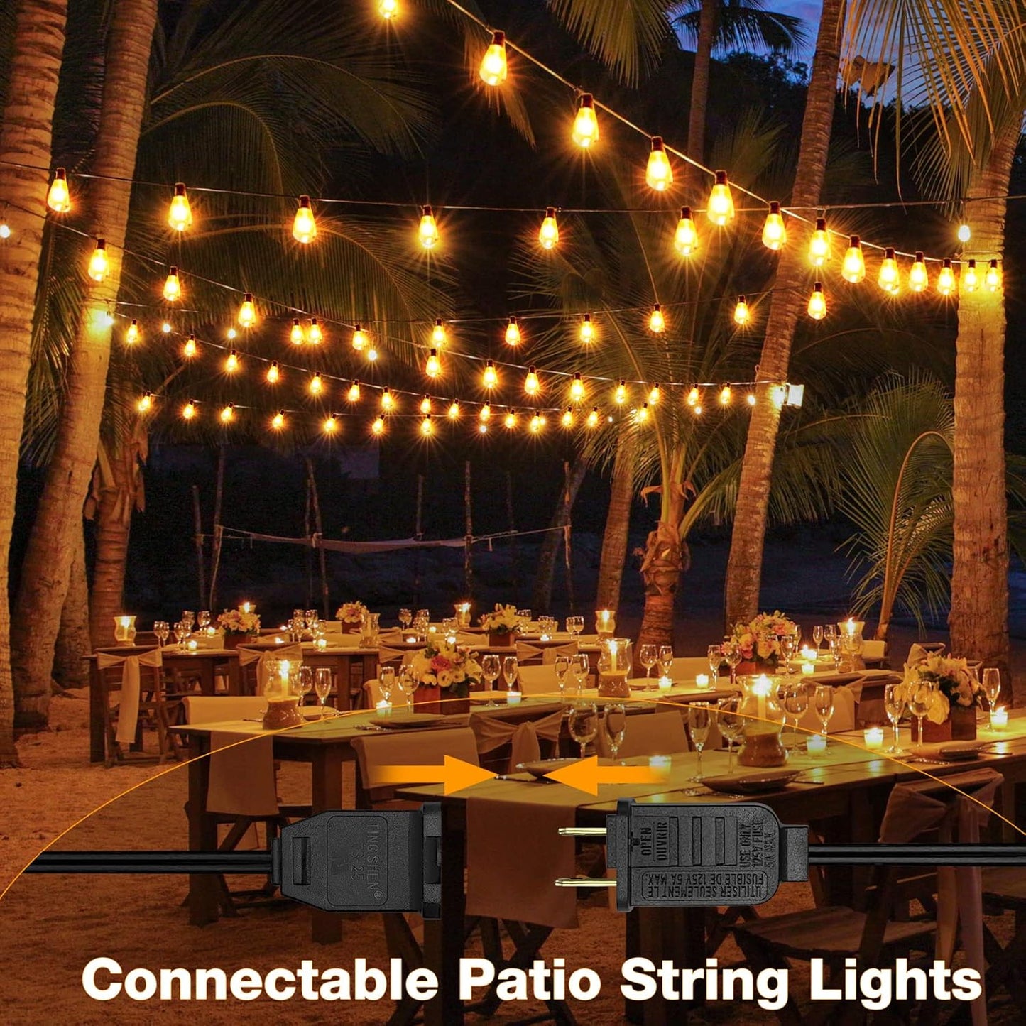 GLUROO String Lights for Outside 120FT, 60+4 Pcs Vintage Bulbs LED Outdoor Edison String Lights Waterproof, Shatterproof Connectable Patio Lights Outdoor, Dimmable Hanging Lights for Backyard, Bistro