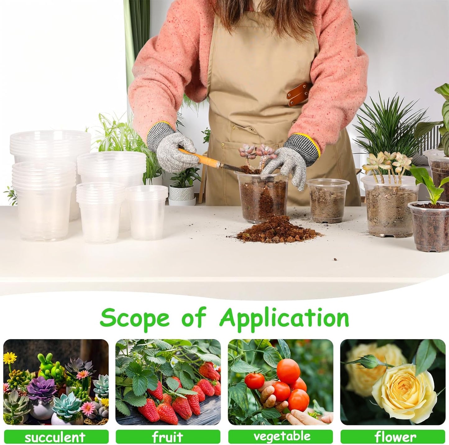 30 Pack 3.5/4/5/6/7 Inch Clear Nursery Pots with Drainage Holes, Transparent Plastic Pots for Plants, Reinforced Seed Starter Pots Flower Pots