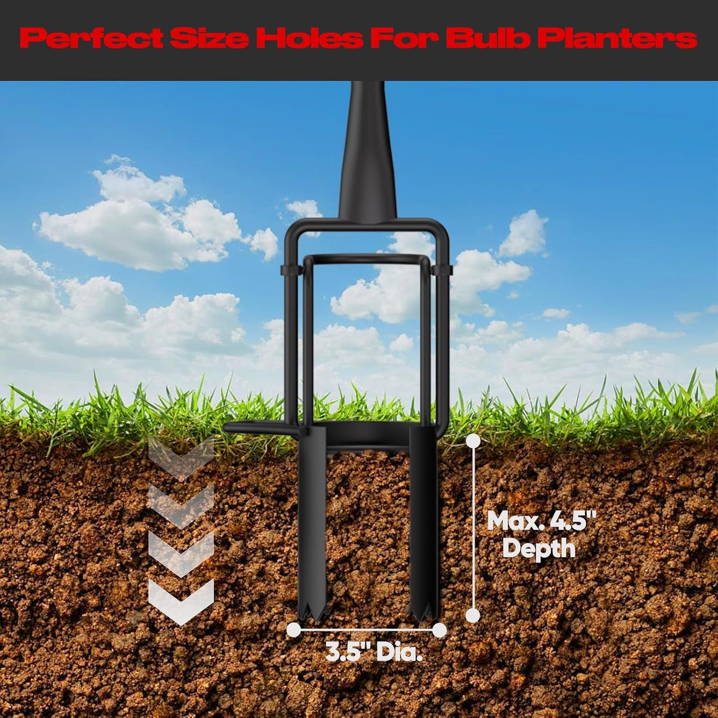 FLORA GUARD Long Handle Bulb Planter Tool, Standing Gardening Bulb Transplanter, Turf Remover Lawn Inserter - for Digging Holes