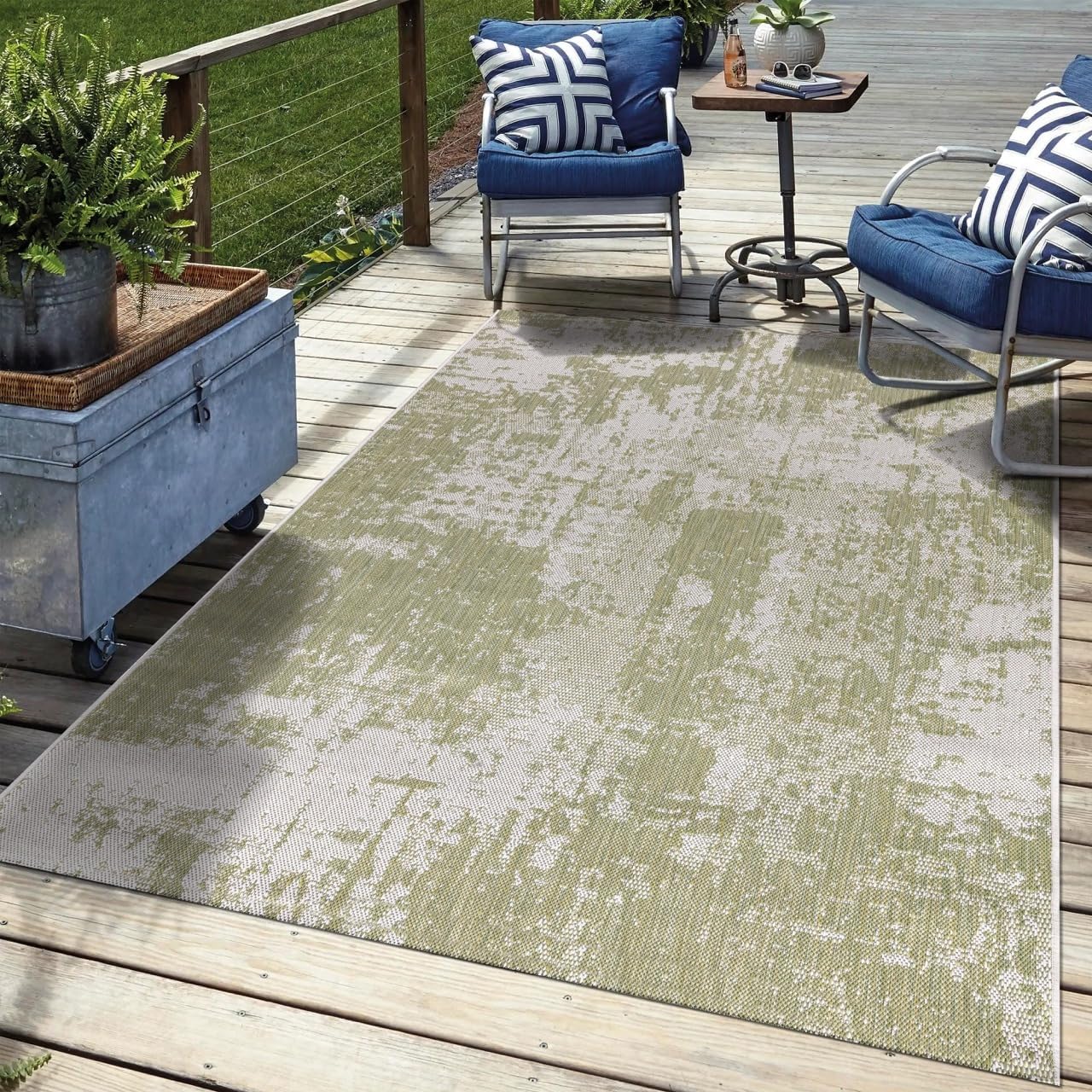 Keen Home Design Terrace Outdoor Area Rug - 8x10 Washable Indoor/Outdoor Rug for Patio, Kitchen, Balcony, Beach, Garden, Deck and Porch, Size: 7'7"x10'