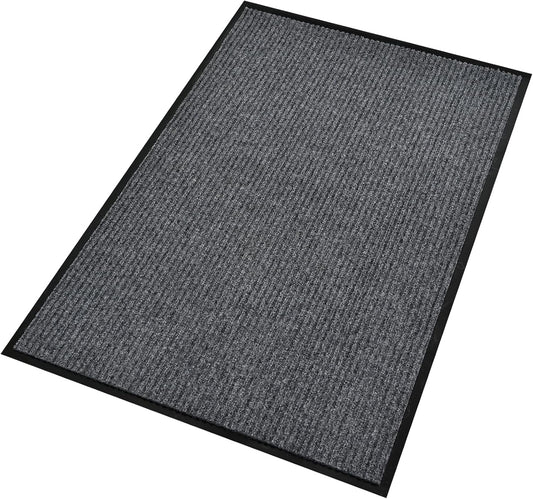 fani Heavy Duty Large Outdoor Indoor Entrance Doormat Waterproof Low Profile Entrance Rug Front Door Mat Patio Anti-Skid Rubber Back, 31x47 inch (Light Grey)