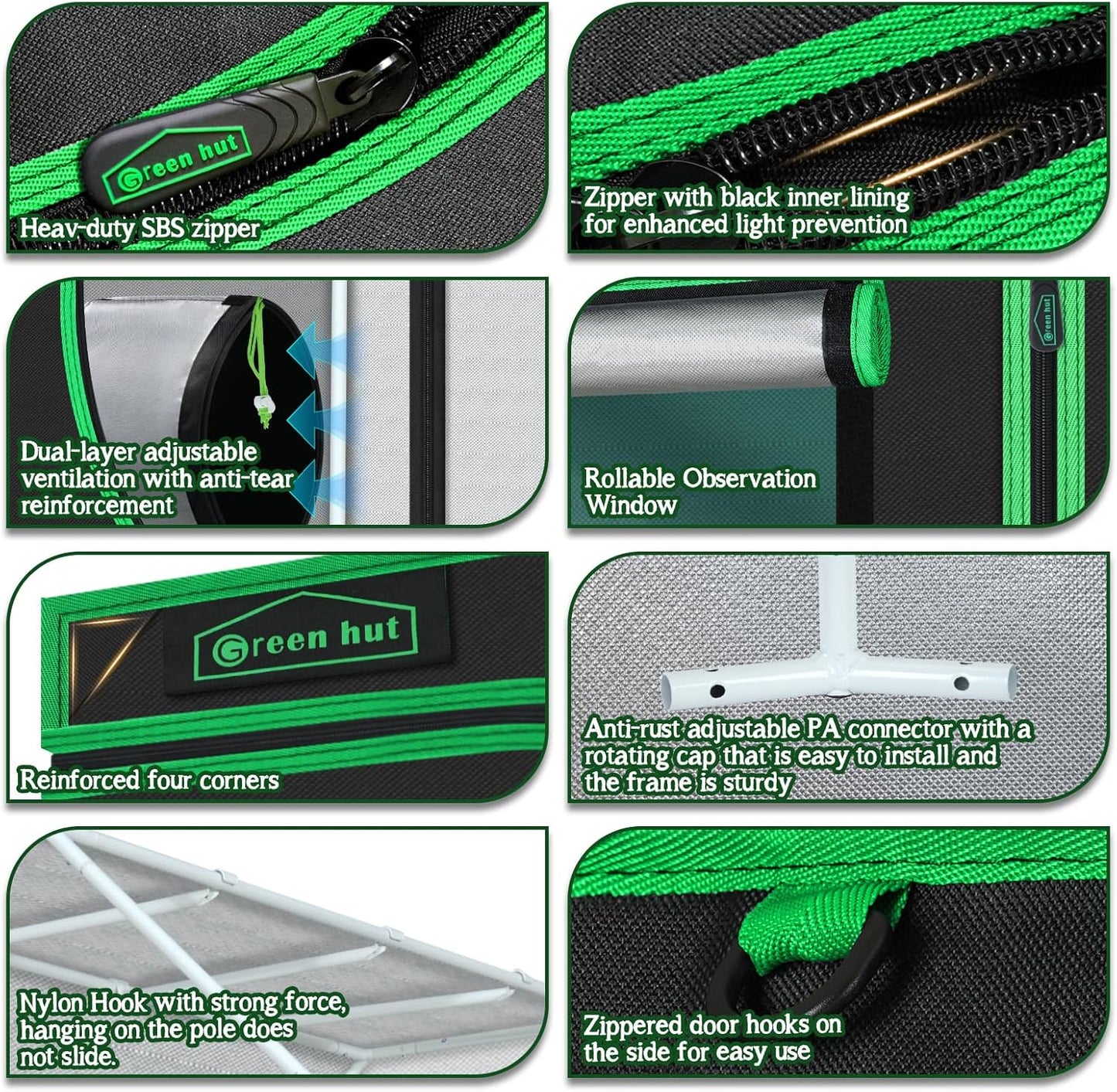 5x5 Growing Tent, 60"x60"x72" Roof Cube Grow Tent Plant Grow Tent, Indoor Growing Tent with Observation Windows, Lightproof Roof Cube Tent with Floor Tray, Mylar Hydroponic Tent