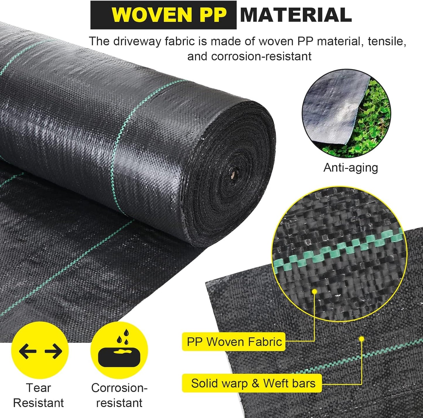 Driveway Fabric - 6.5x330 ft Commercial Weed Barrier - Heavy Duty 3.5OZ French Drain Fabric for Erosion Control and Landscape Projects