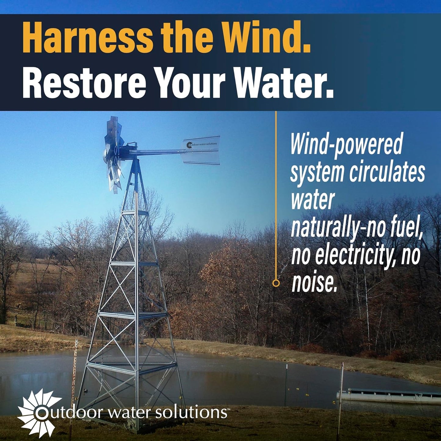 AWS0011 12-Foot Windmill Pond Aerator – Galvanized 3-Legged Aeration System – 4.5 CFM Output – BalCam Technology – Aerates Ponds Up to 1 Acre