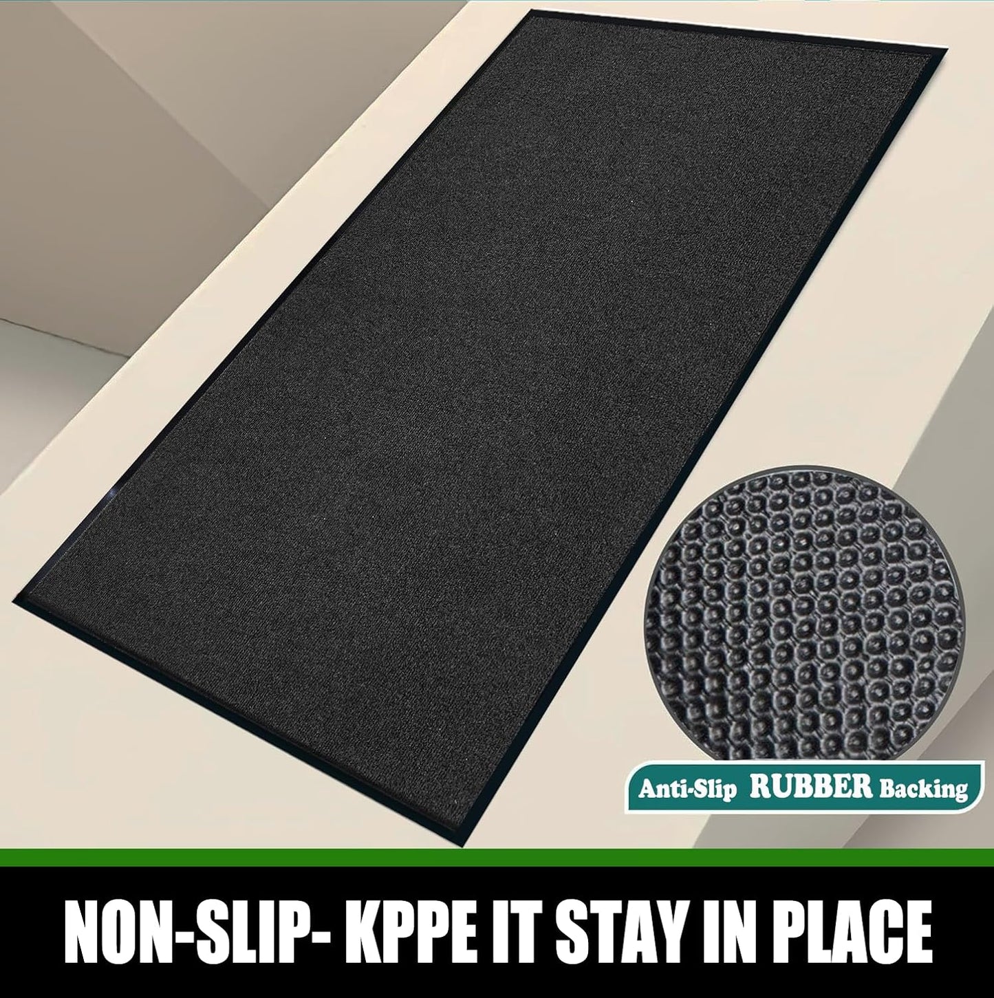 Commercial Grade Entrance Mat 3x6Ft Brush Step Entrance Rug with Striped Pattern&Rubber Border Indoor Outdoor Low Profile Rubber Entrance Carpet Mat for Hallway,Home,High Traffic Area