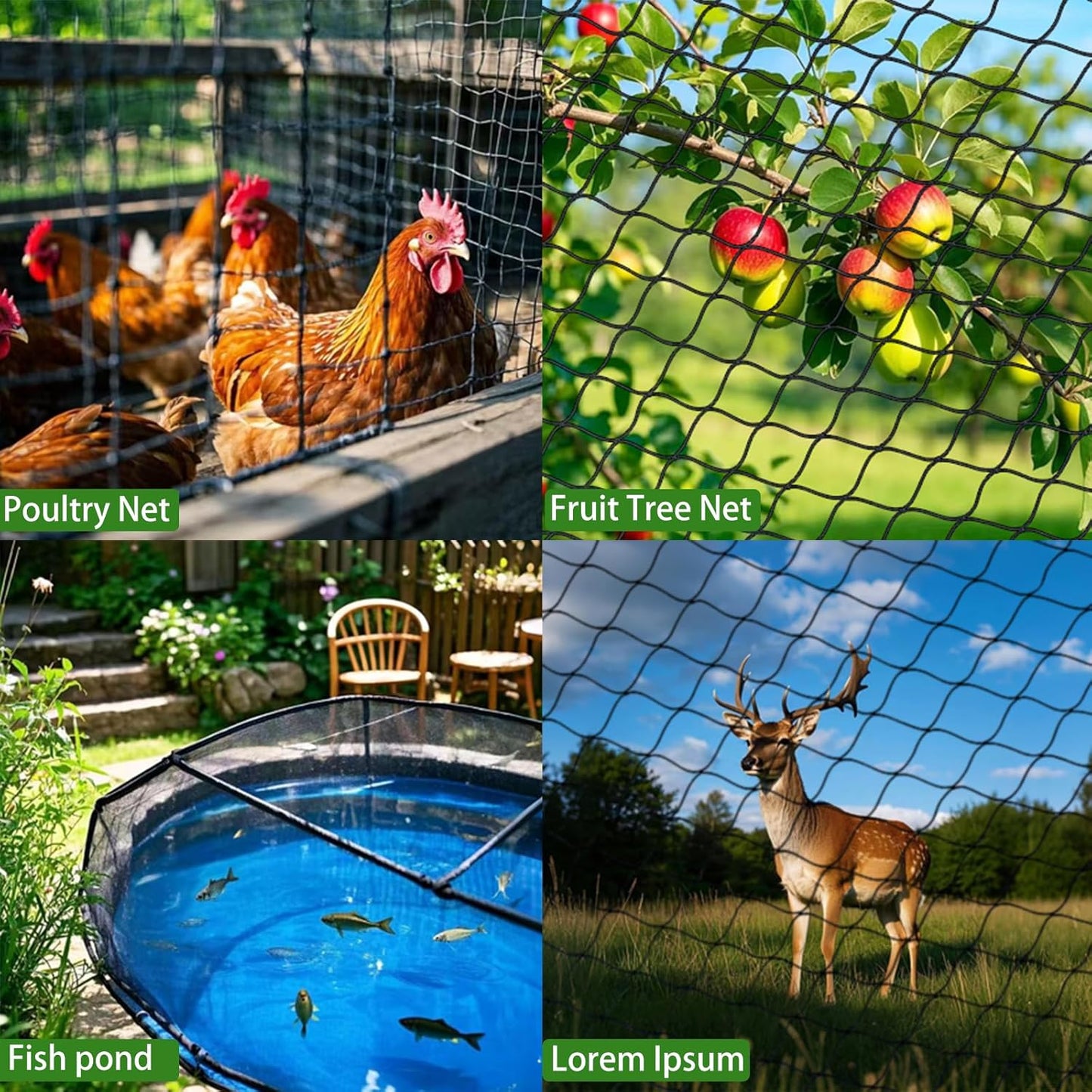 6 x 50 FT Bird Netting for Garden, 1" Square Mesh Size Heavy Duty Nylon Chicken Coop Netting for Blueberry Bushes, Fruit Trees and Vegetable Against Birds, Deer, Squirrels (6X50FT)