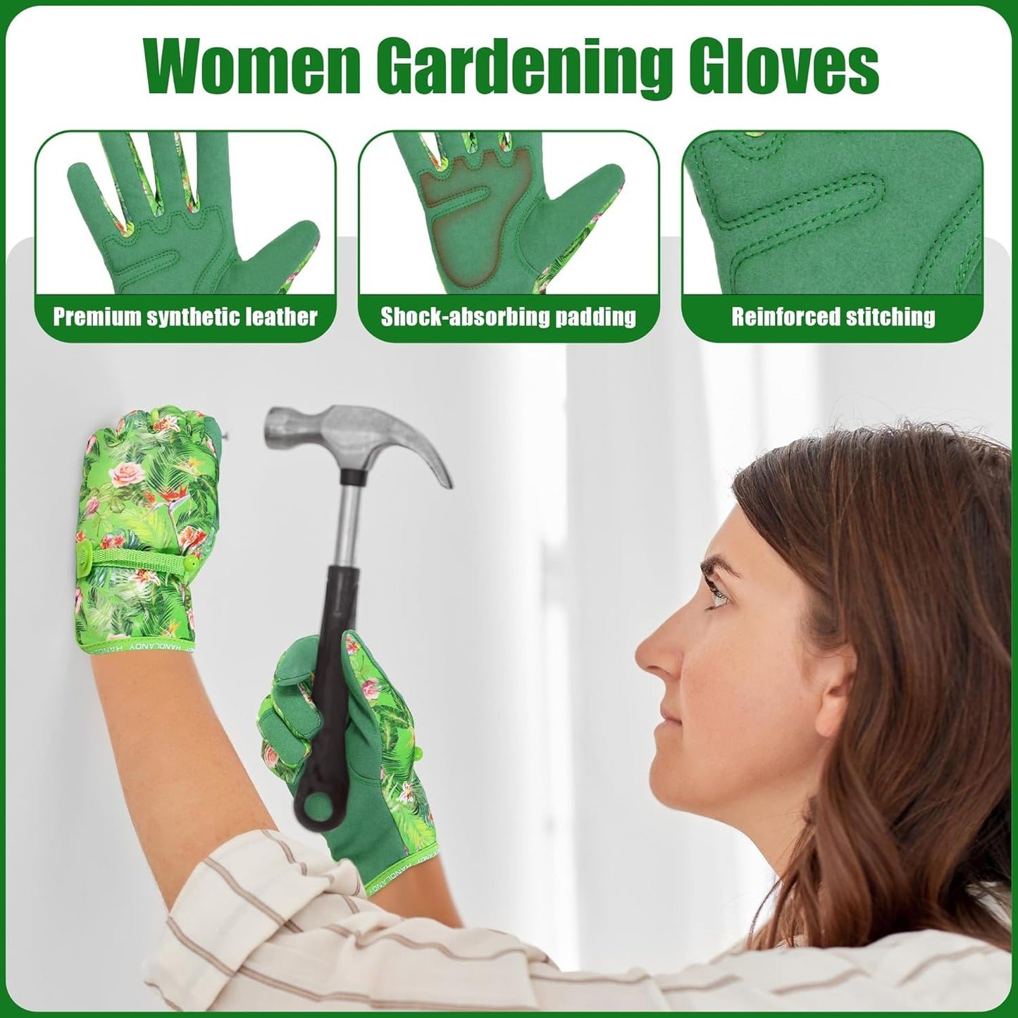 HANDLANDY Women Safety Work Gloves Utility Touch Screen Working Grip Glove for Yardwork Gardening Breathable Mechanic Gloves