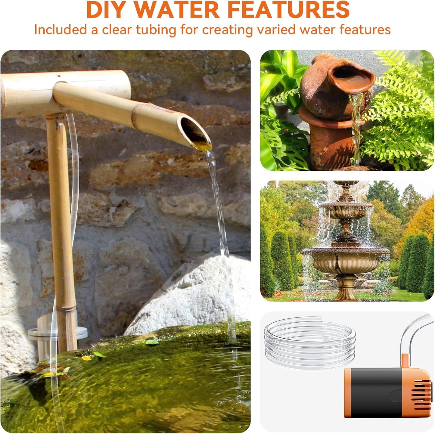 POPOSOAP Solar Water Pump Outdoor, 30 Watt Solar Powered Water Pump with 430GPH Solar Pump, 7 Nozzles, 6.6 Tubing DIY Water Feature for Pond, Fountain, Pool, Fish Tank, Garden, Backyard