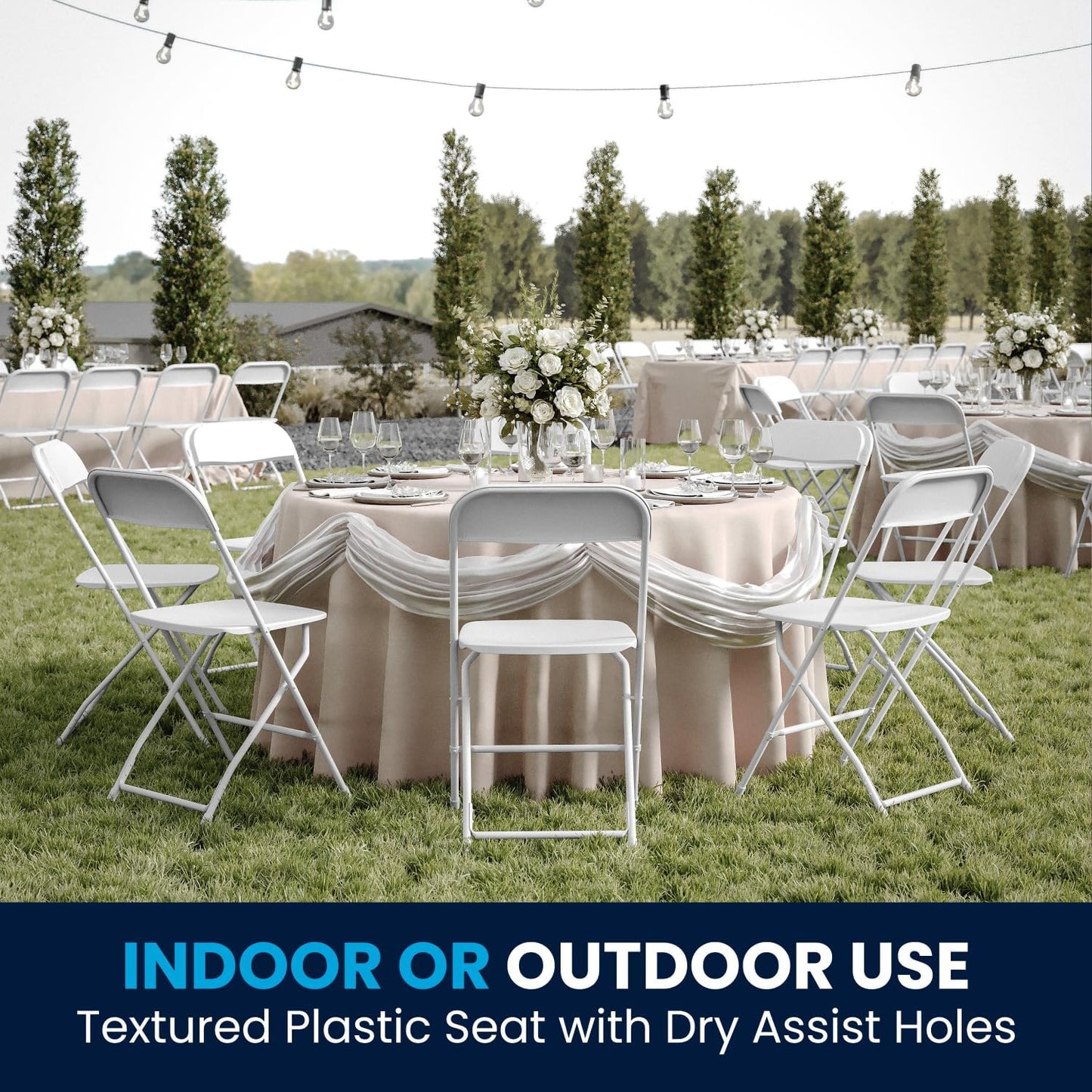 Flash Furniture Hercules Series Plastic Folding Chair - White - 650LB Weight Capacity Comfortable Event Chair - Lightweight Folding Chair