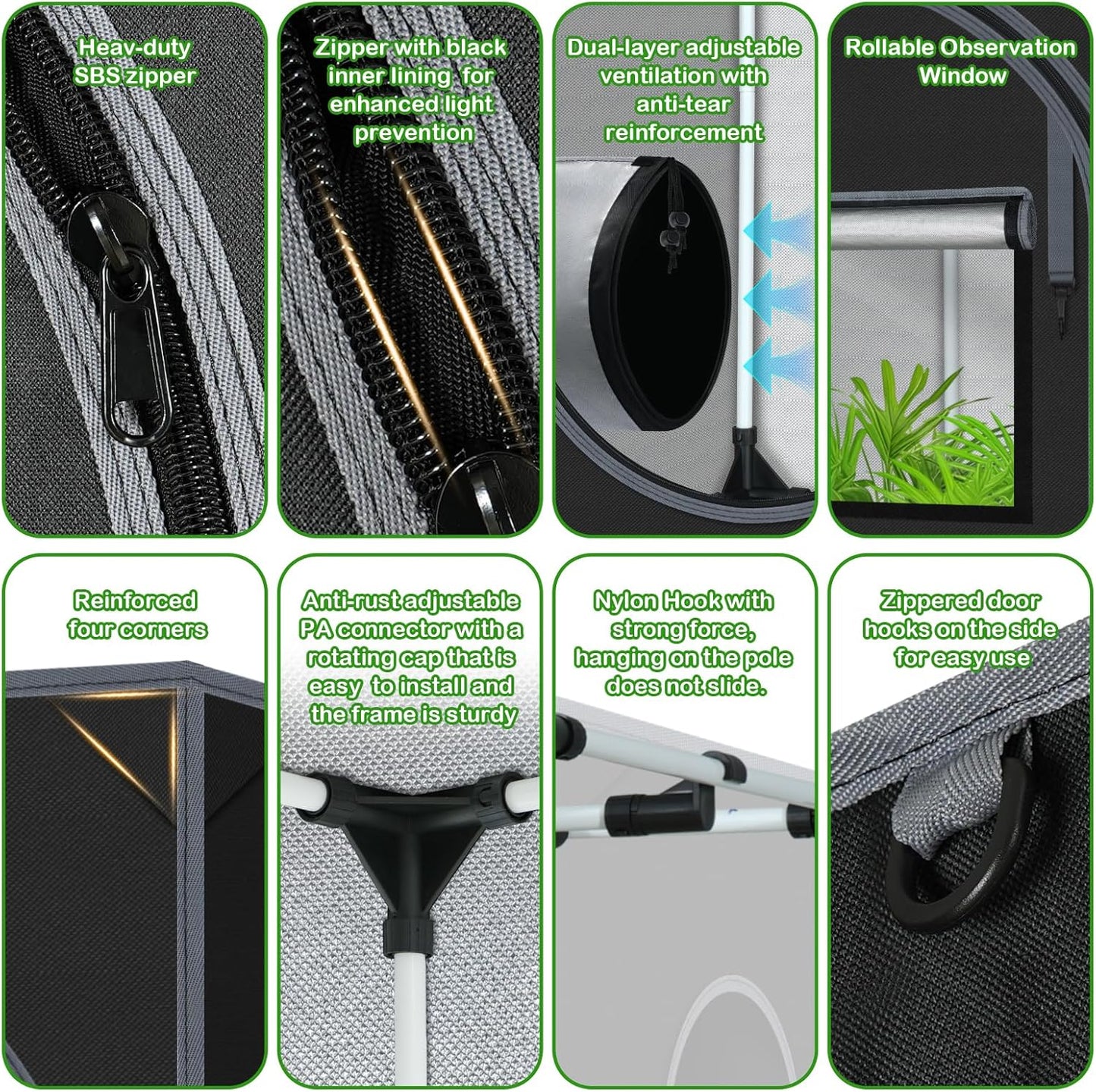 Grow Tents 96"x48"x78" High Reflective Grow Tent Indoor Grow Room for Planting Fruit Flower Veg with Removable Water-Proof Floor Tray 8x4