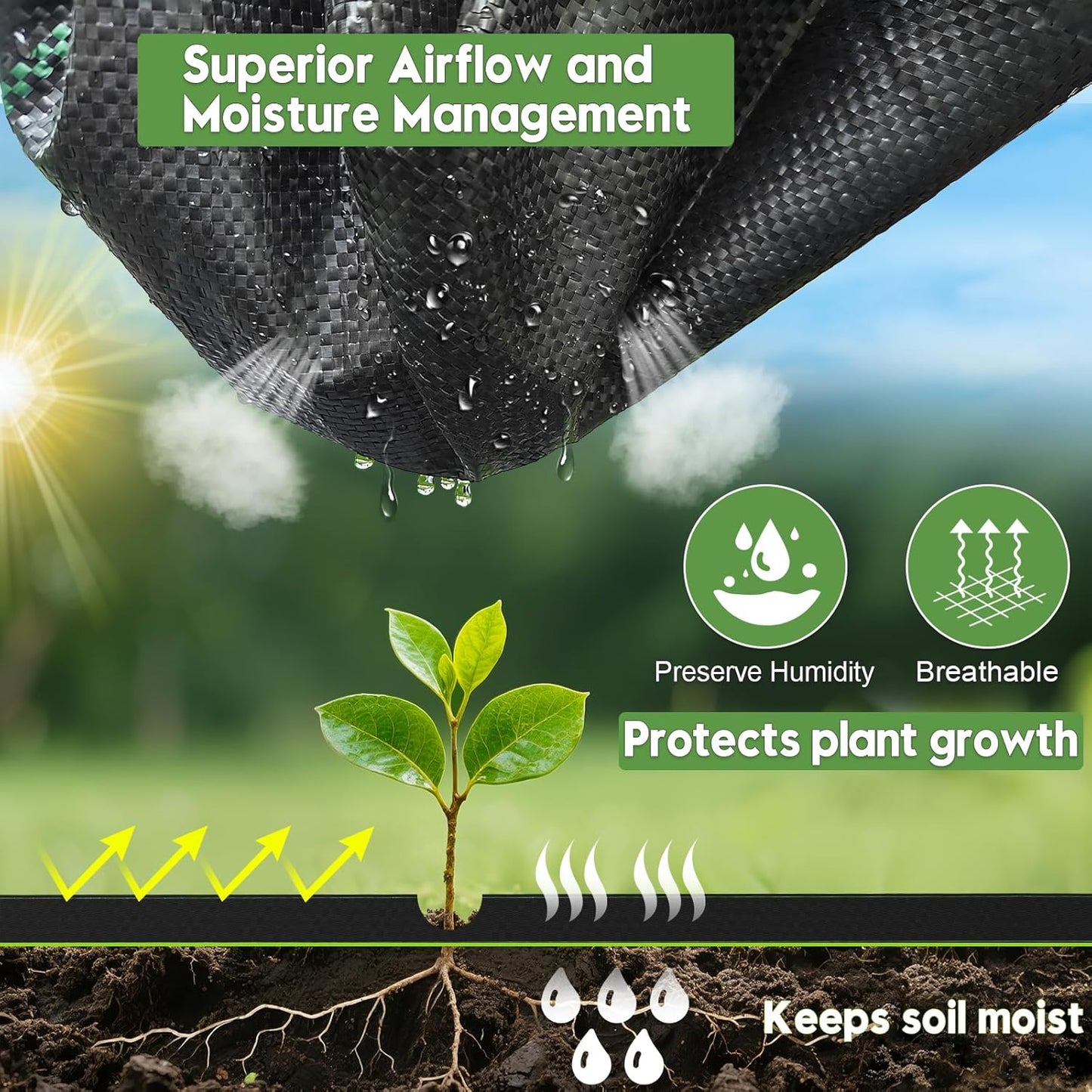 6FTx300FT Weed Barrier Fabric Heavy Duty, Gardening Landscape Fabric Cover Mat, Durable Weed Control Fabric for Garden Bed Cover, Landscaping, Commercial Driveway, Underlayment Use (6x300FT-3.2OZ)