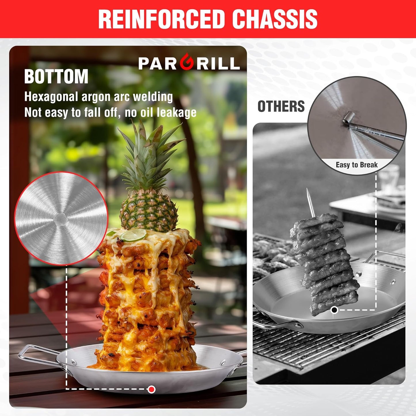 Al Pastor Skewer for Grill Stainless Steel Shawarma Skewer Stand with 3 Spikes (8"/10"/12"),Brush & Anti-scalding Fittings for BBQ Grill Oven