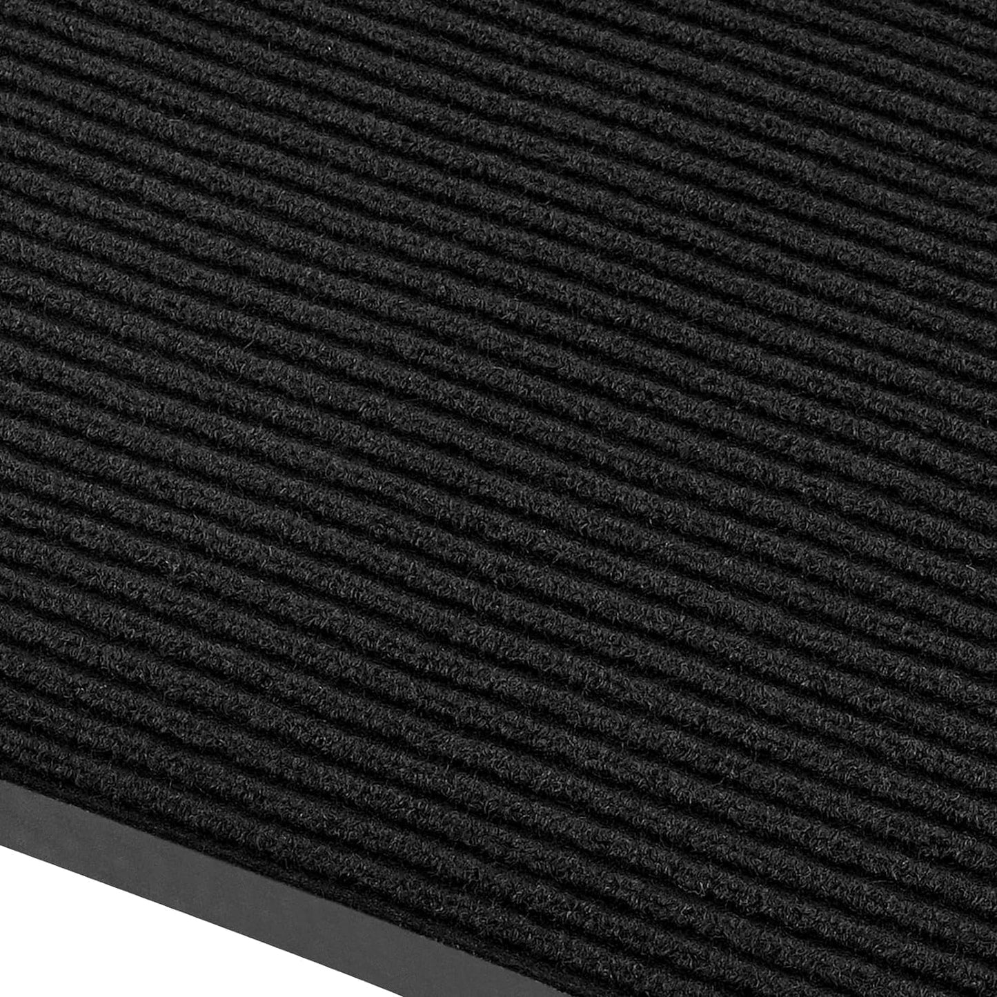 fani Heavy Duty Large Outdoor Indoor Entrance Black Doormat Waterproof Low Profile Entrance Rug Front Door Mat Patio Anti-Skid Rubber Back, 23x72 inch (Jet Black)