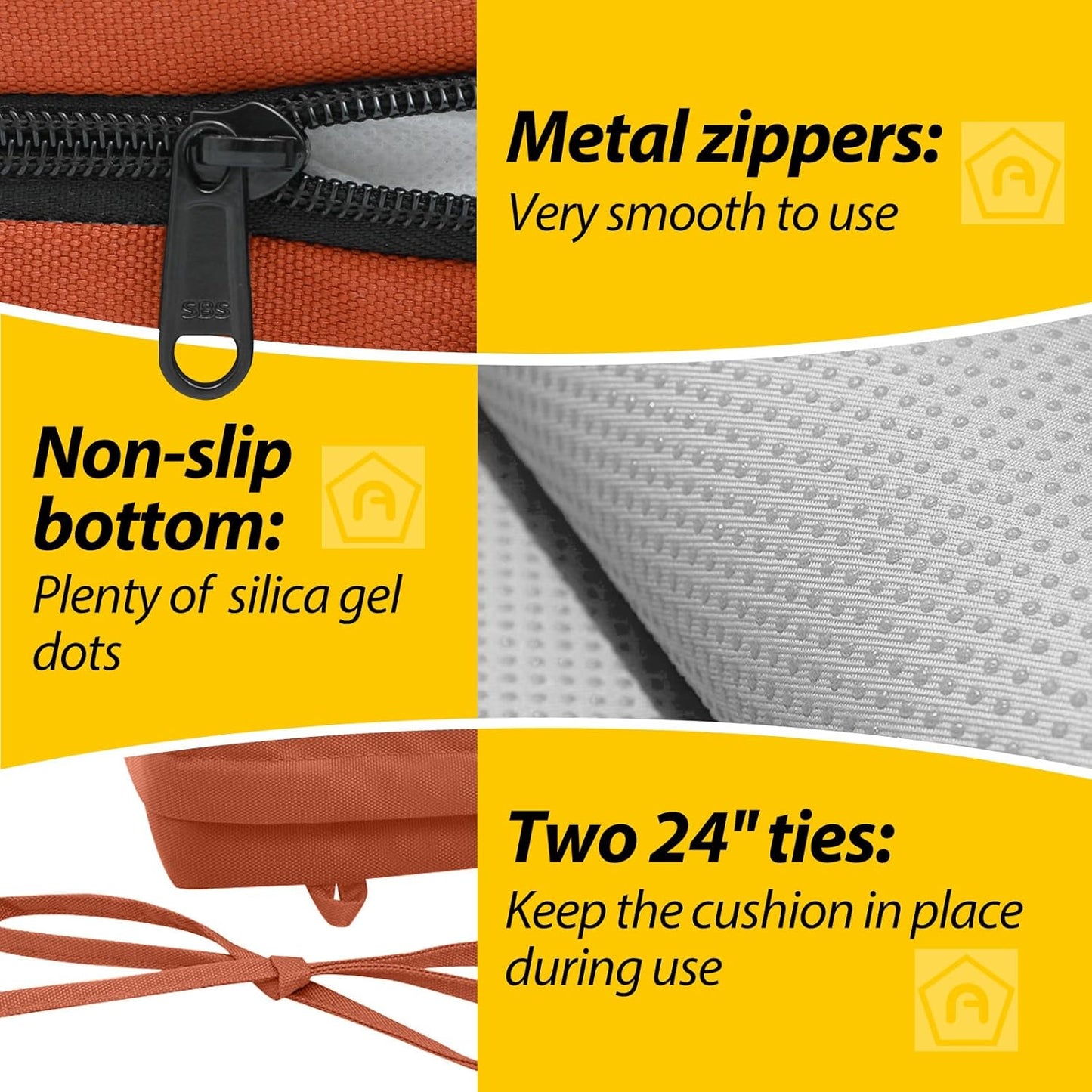 AAAAAcessories Outdoor Seat Cushions for Chairs, Waterproof, Fade-Resistant Patio Furniture Replacement Cushions, 20" x 20" x 3", Set of 2, Rust